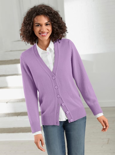 Strickjacke mit farblich abgestimmten Knöpfen - flieder