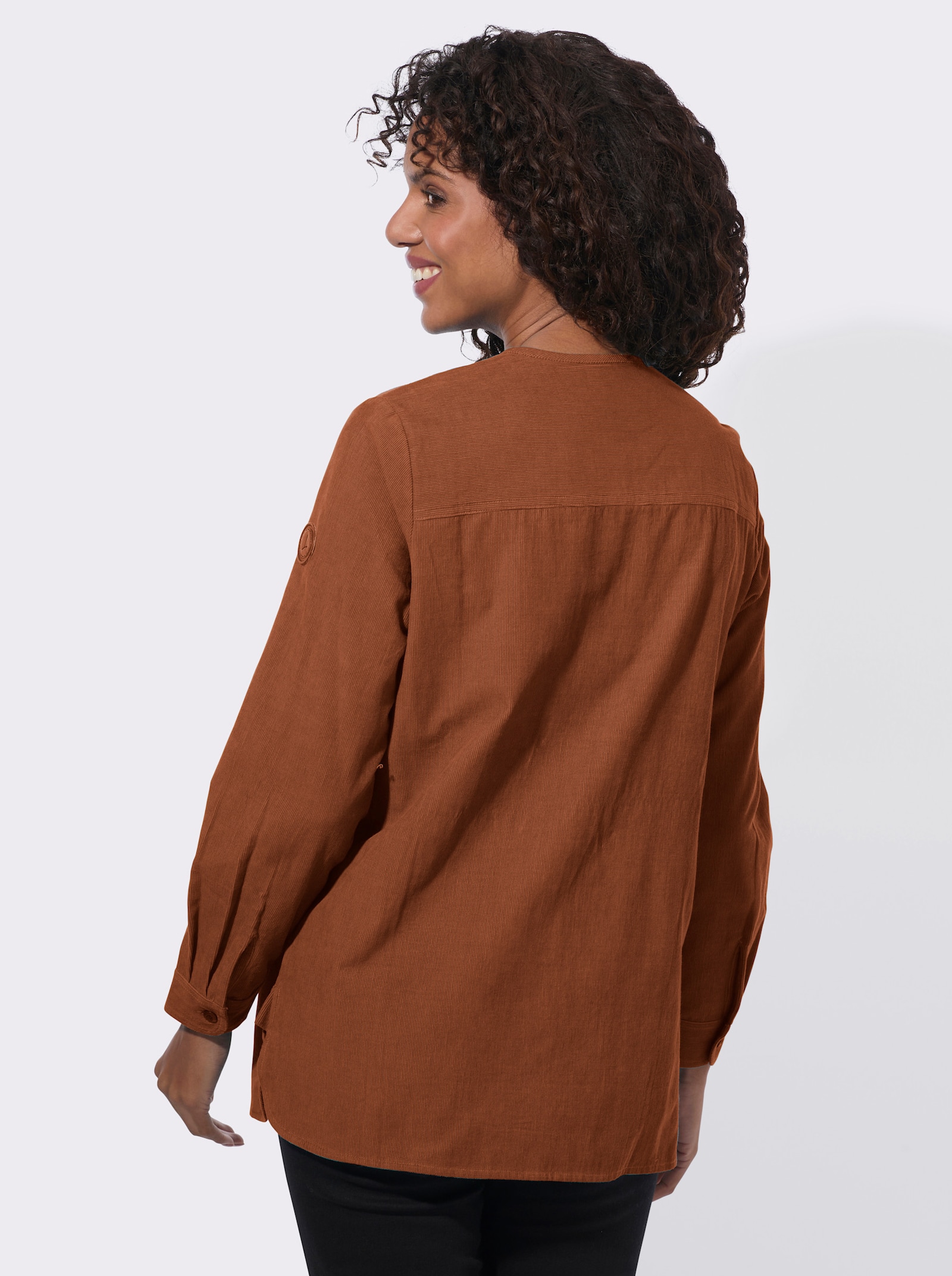  Langarmbluse in Cord-Qualität - cognac
