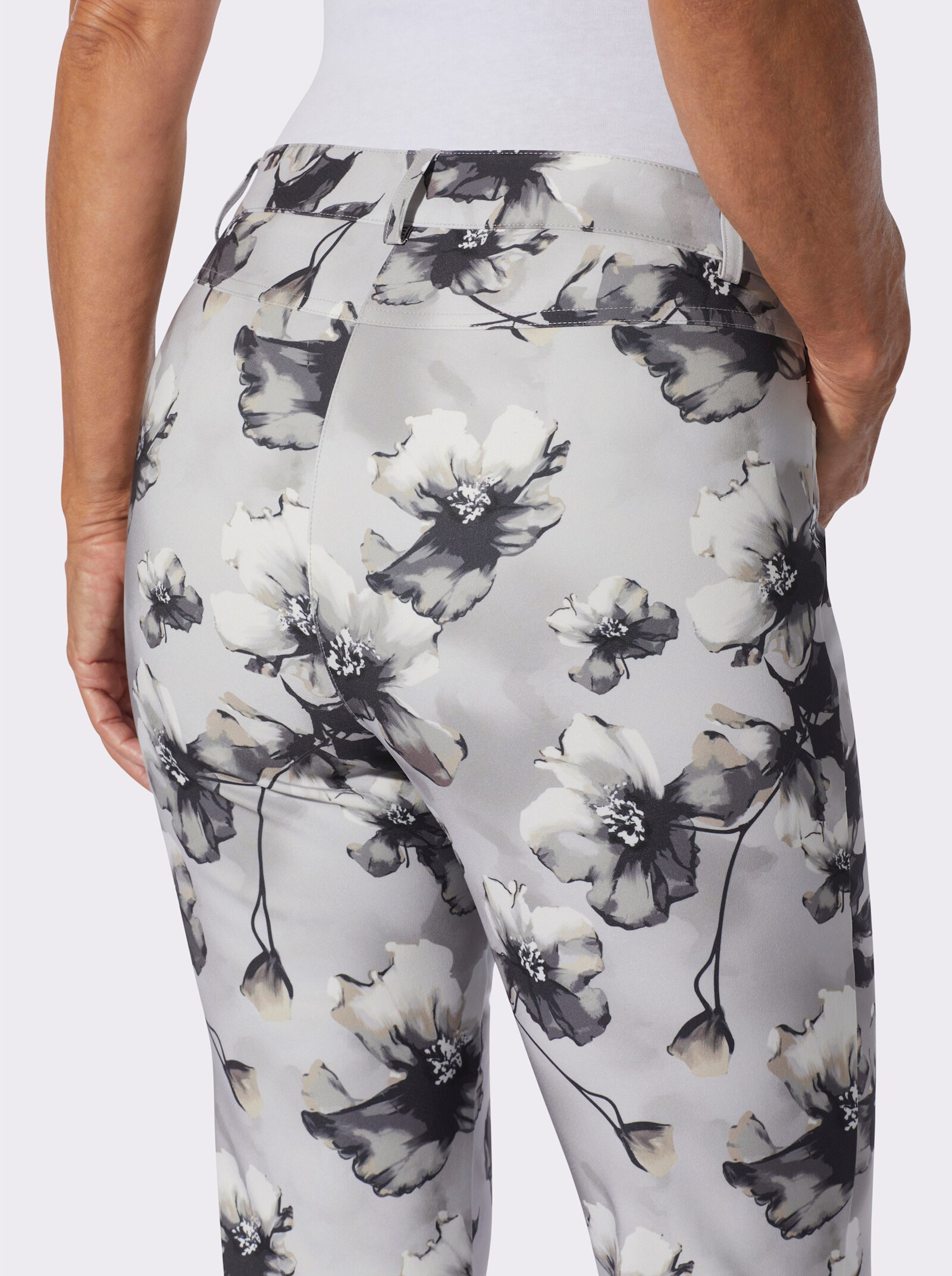 Druckhose mit Stretch-Anteil - hellgrau-graphit-bedruckt