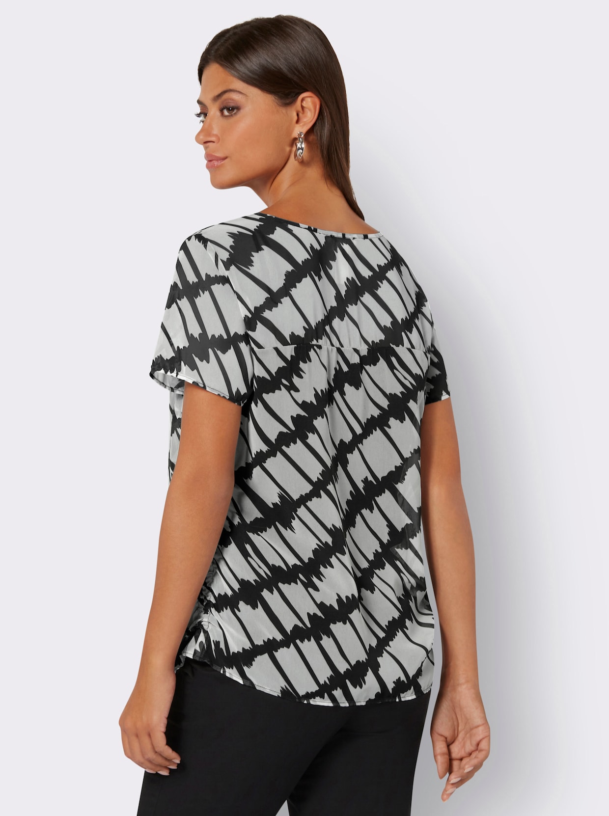 Blouse - wit/zwart geprint