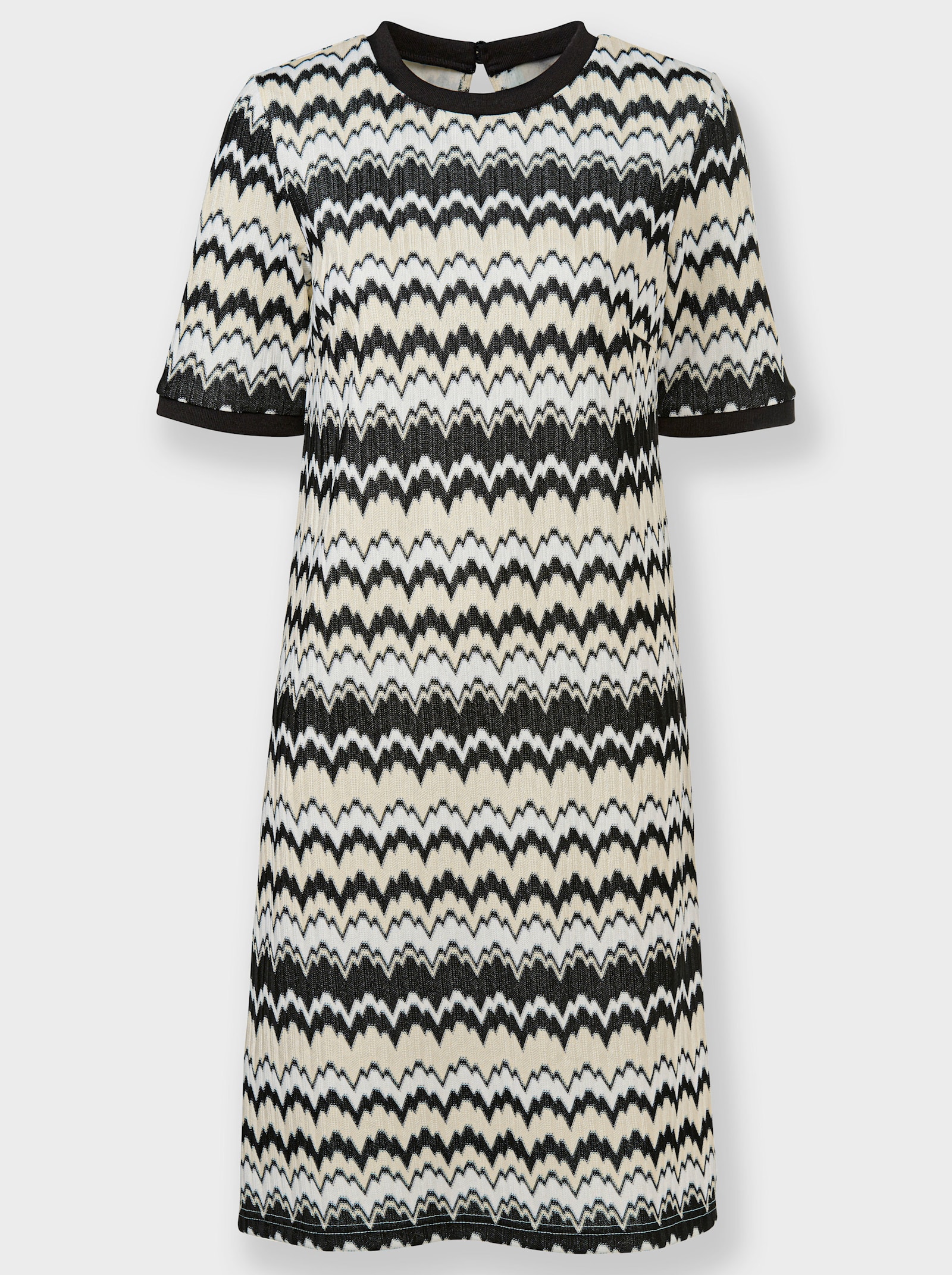 heine Freizeitkleid in Strick-Optik - schwarz-champagner-gemustert