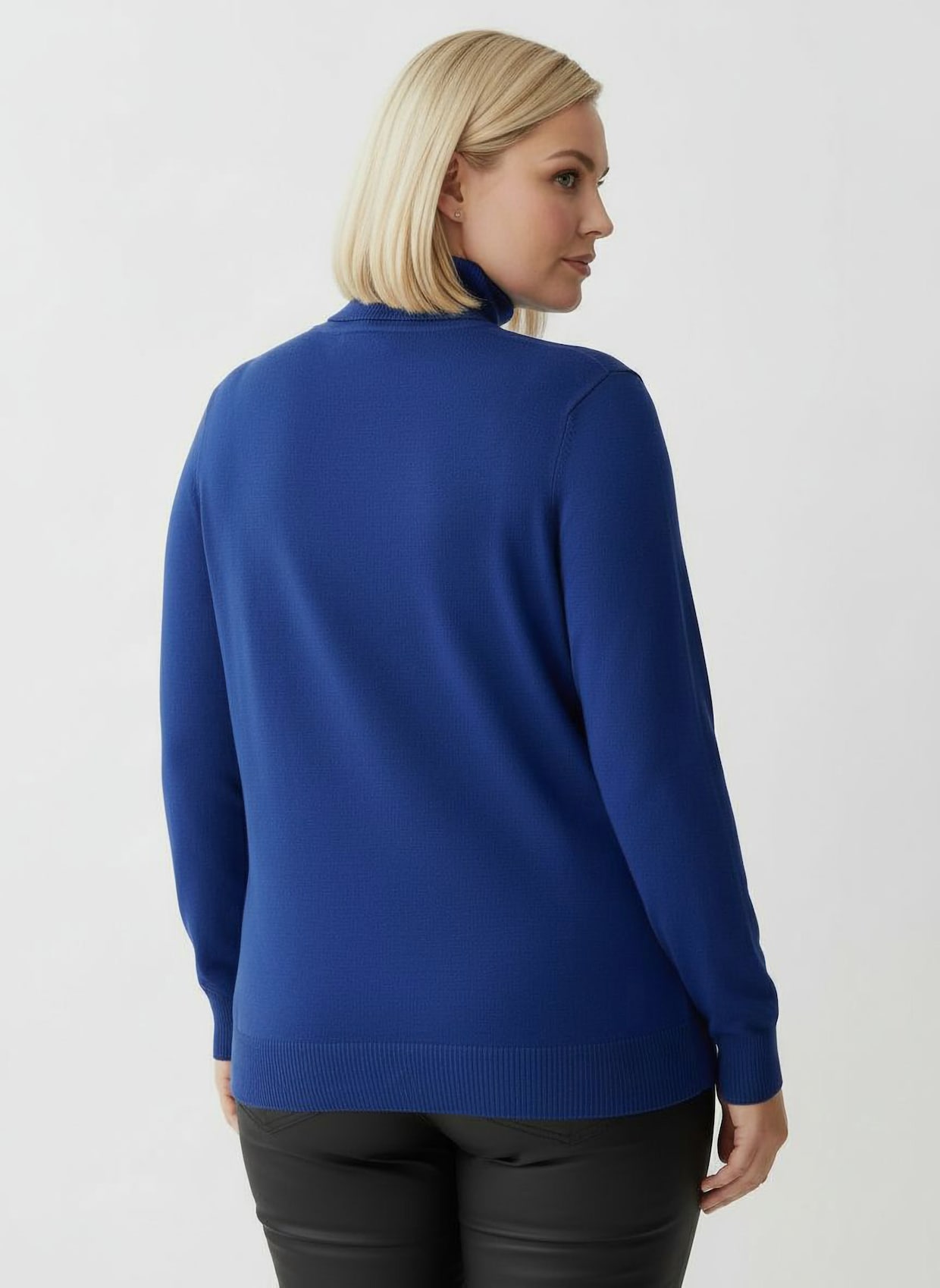 Stehkragenpullover mit Ripp-Abschlüssen - royalblau
