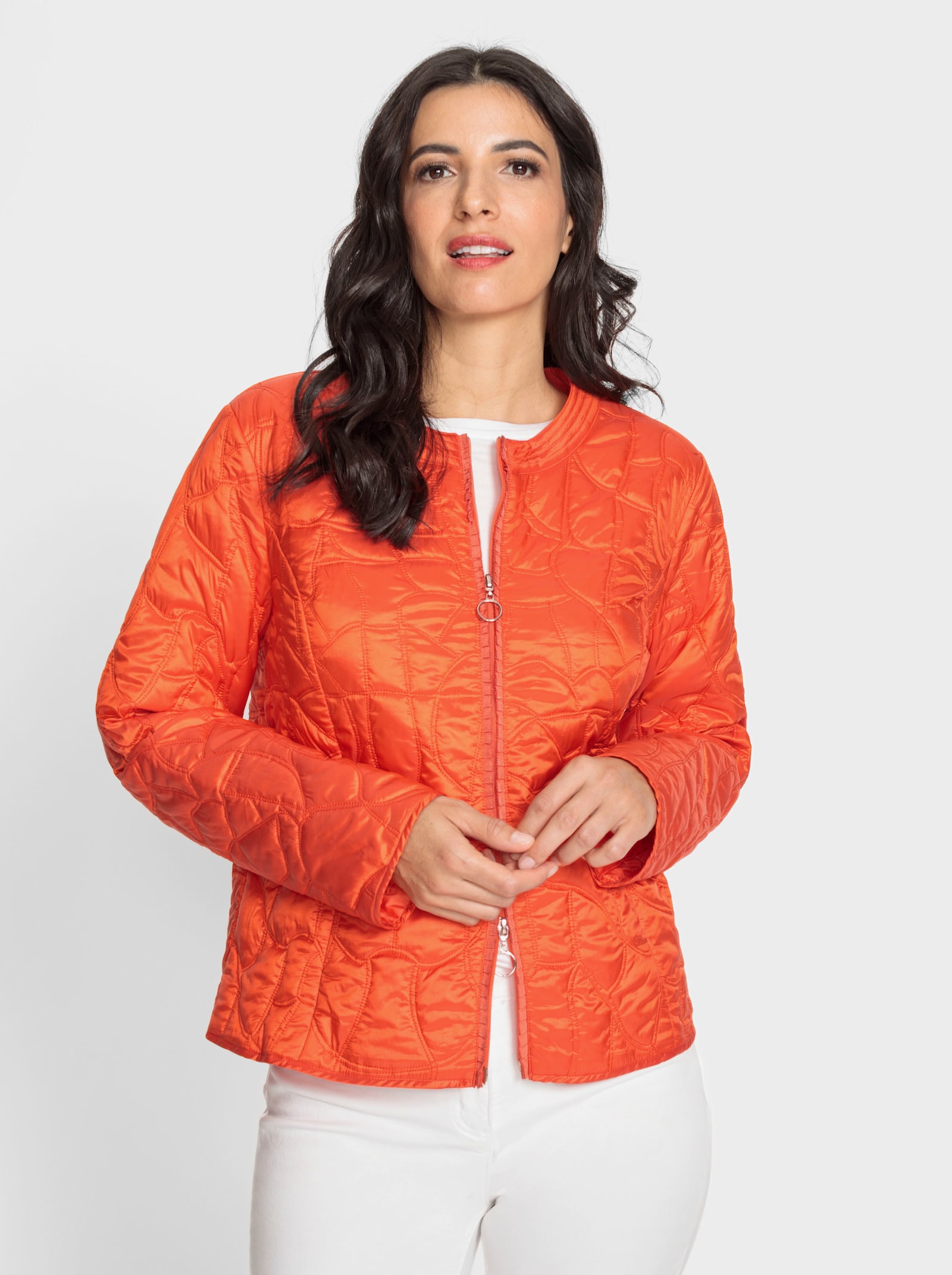 heine Steppjacke mit Reissverschluss-Taschen - orange
