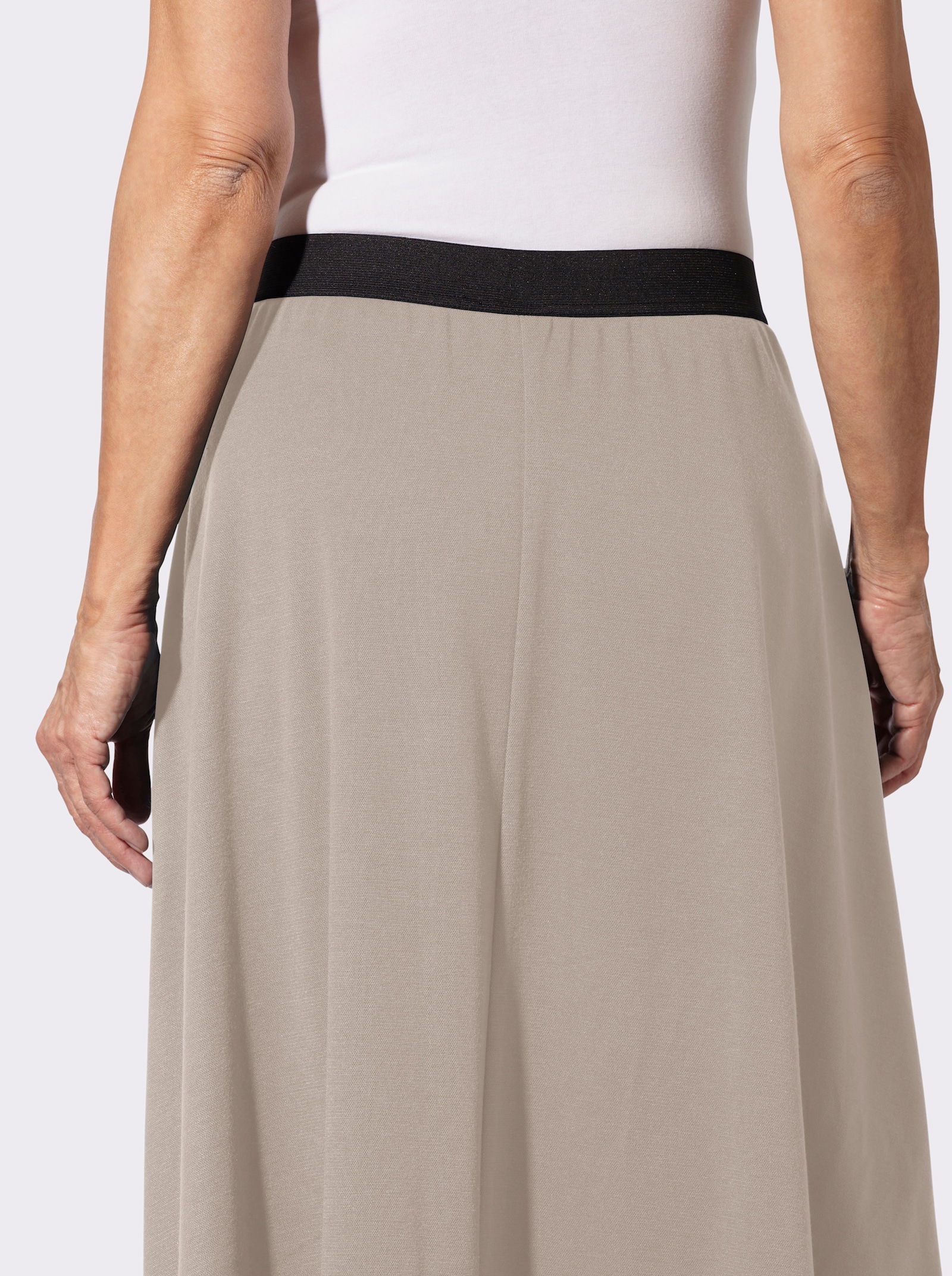 Jerseyrock mit Kontrastbund - dunkeltaupe + sesam