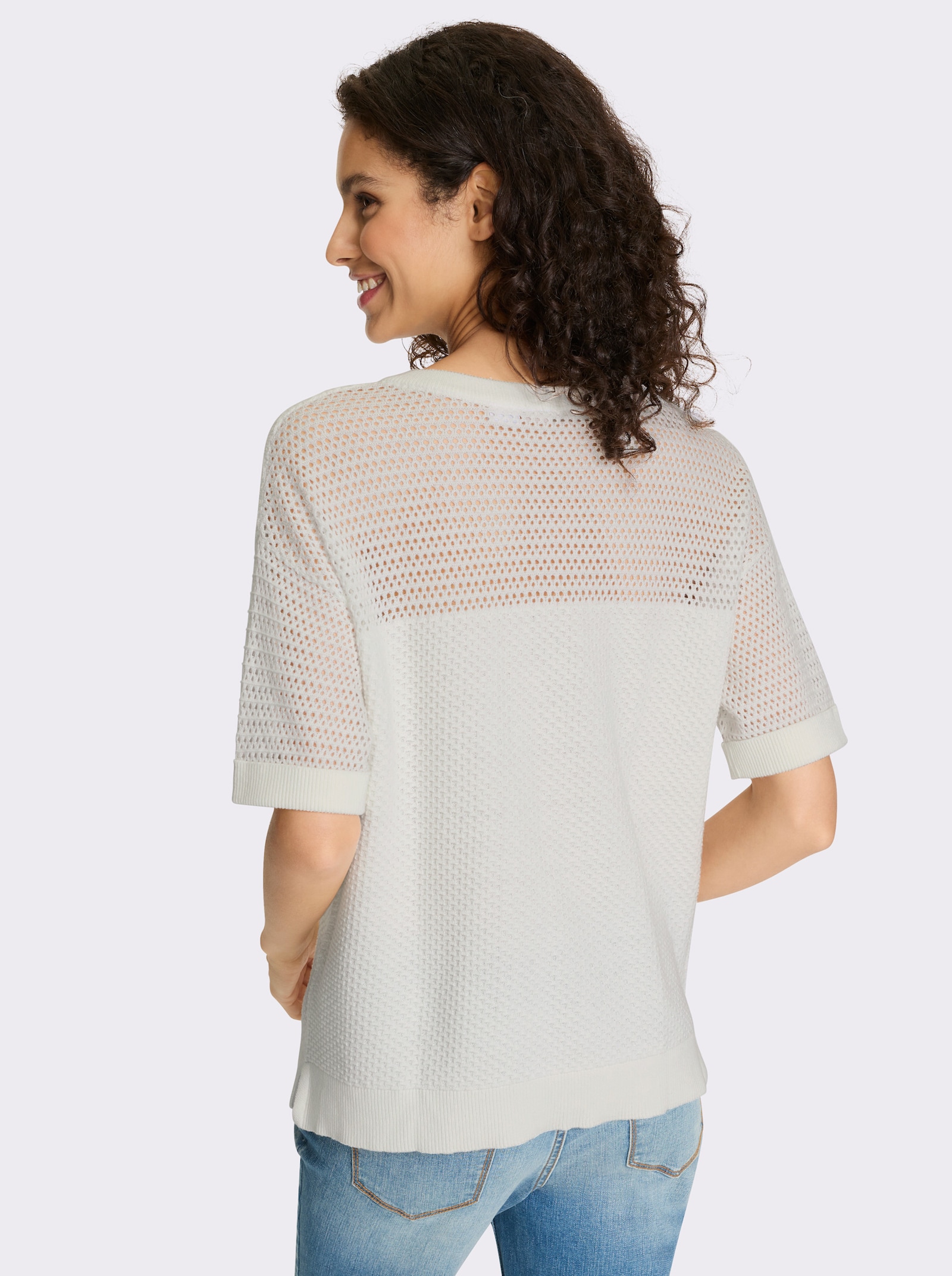 heine Pullover mit Ajourstrick - ecru