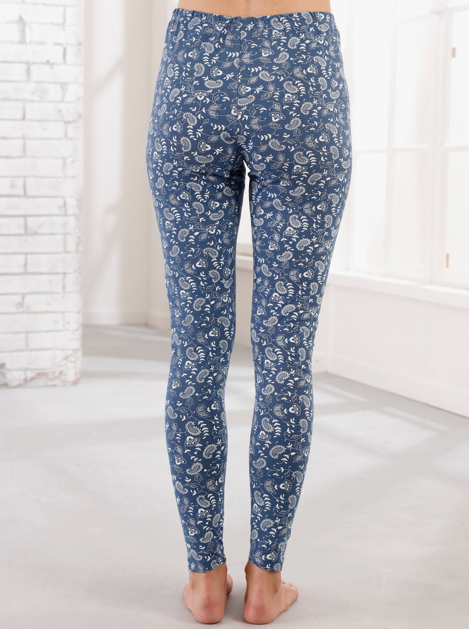 Leggings in Stretch-Qualität - marine + marine-bedruckt