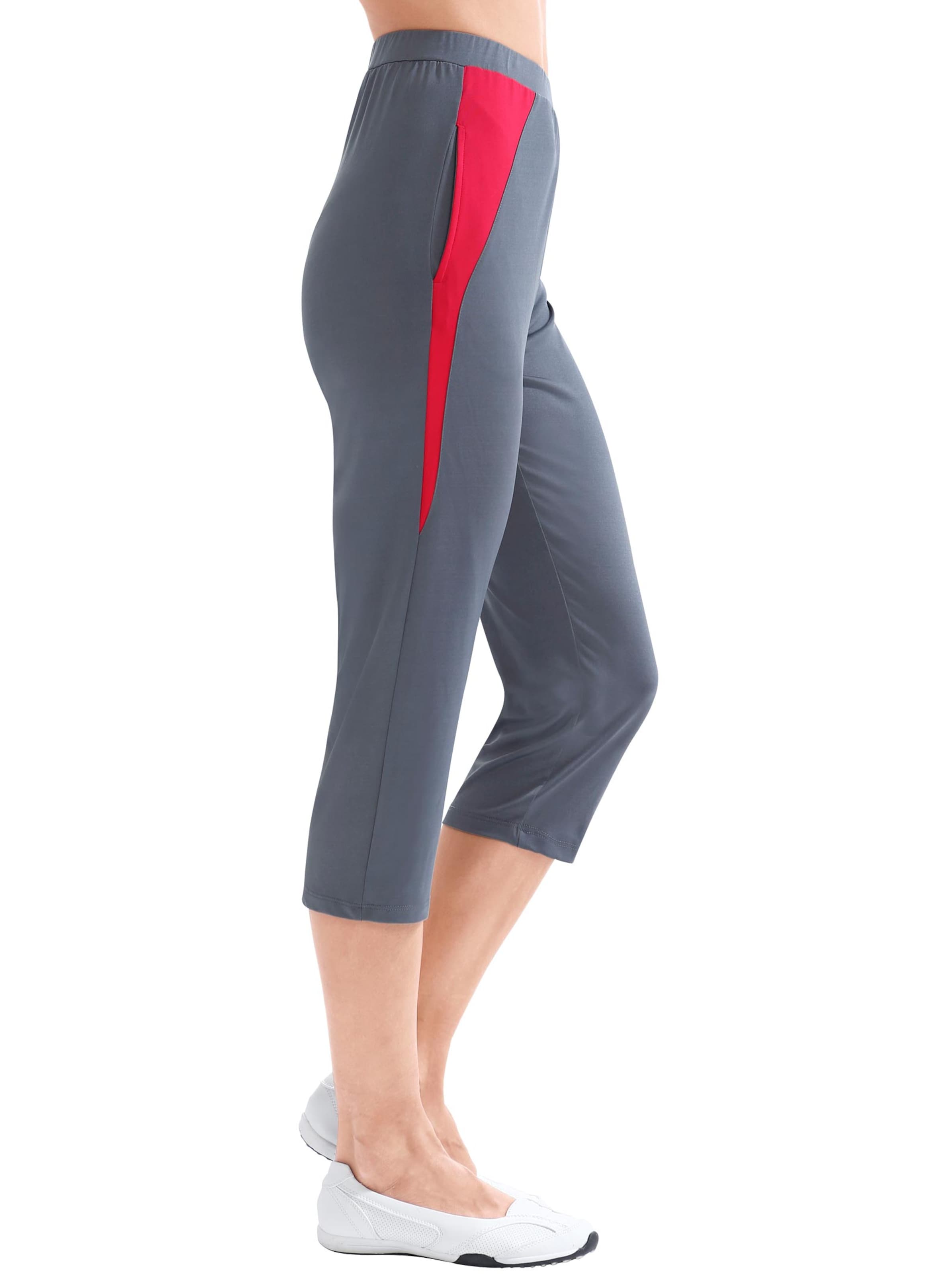 Capri-Freizeithose - grau-koralle