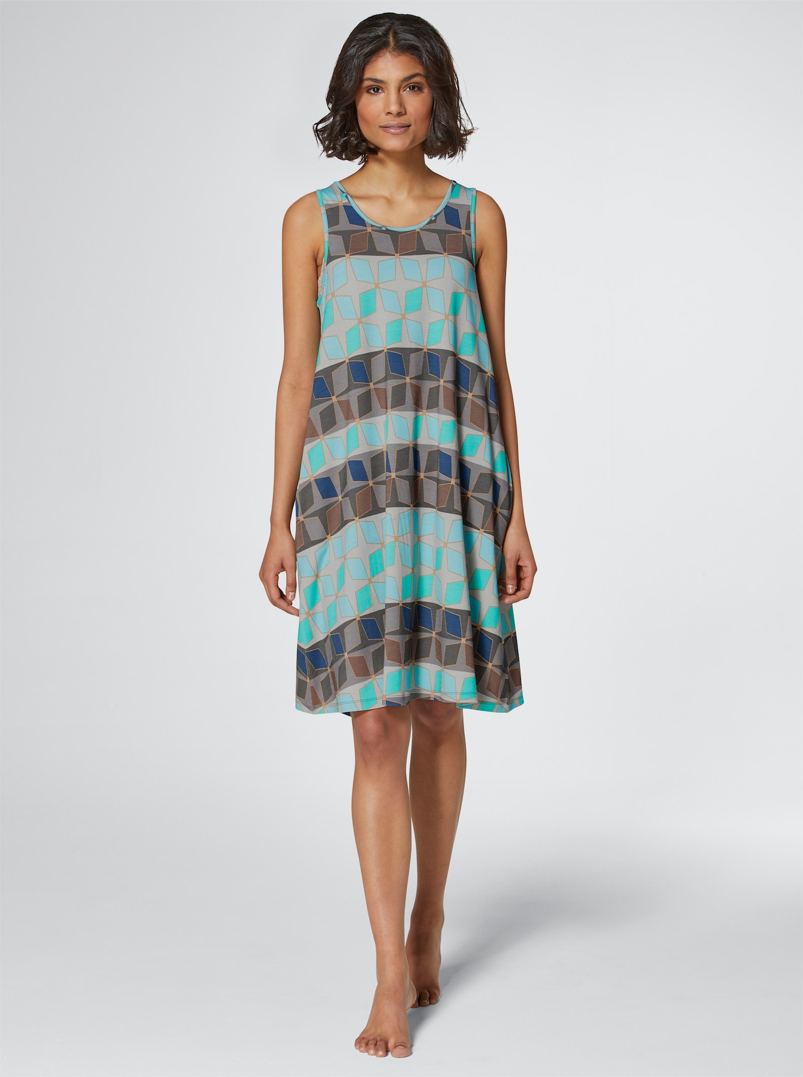 feel good Sommerkleid mit seitlichen Taschen - aquamarin-gemustert