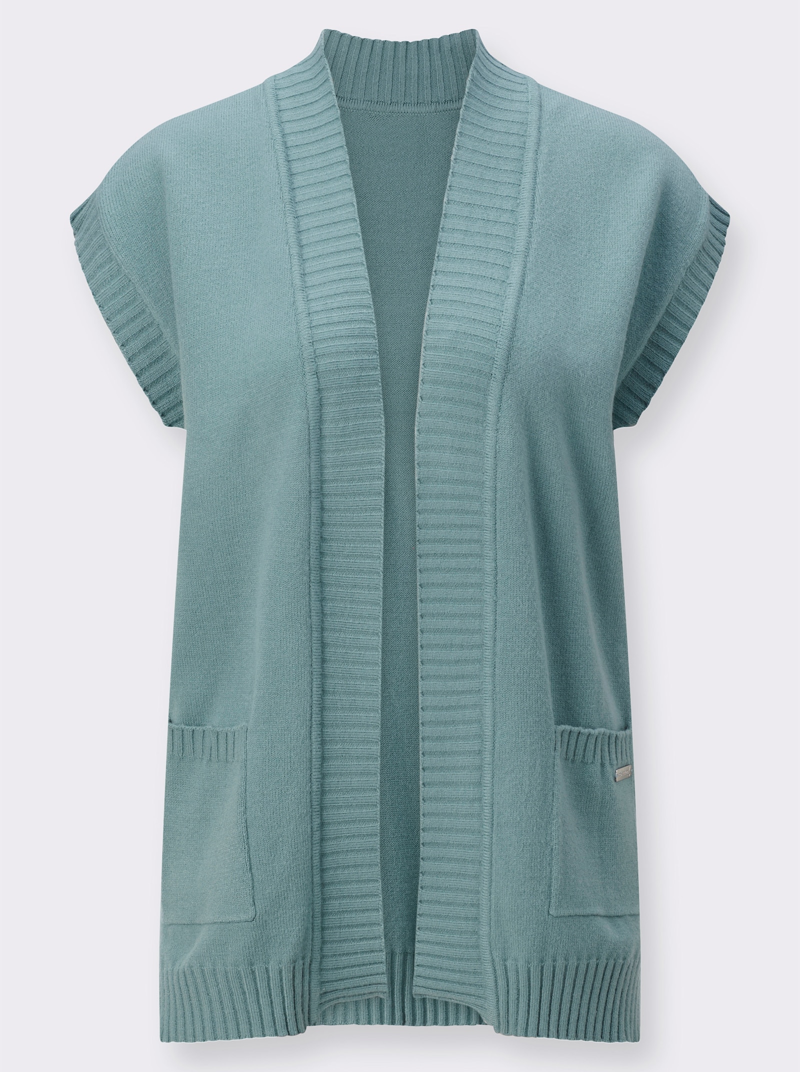 Mouwloos vest in lang model - jade