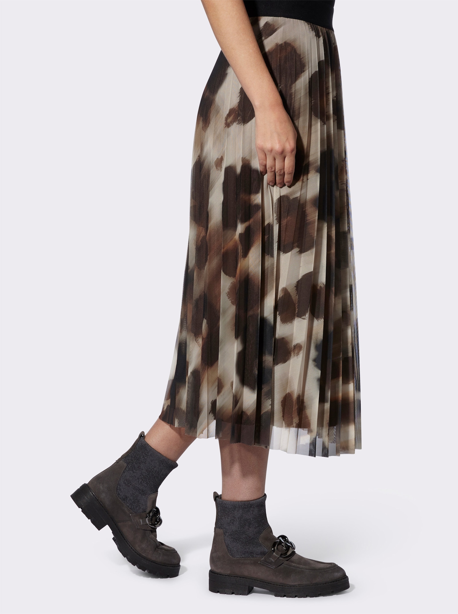 heine Meshrock mit Leo-Muster - schwarz-braun