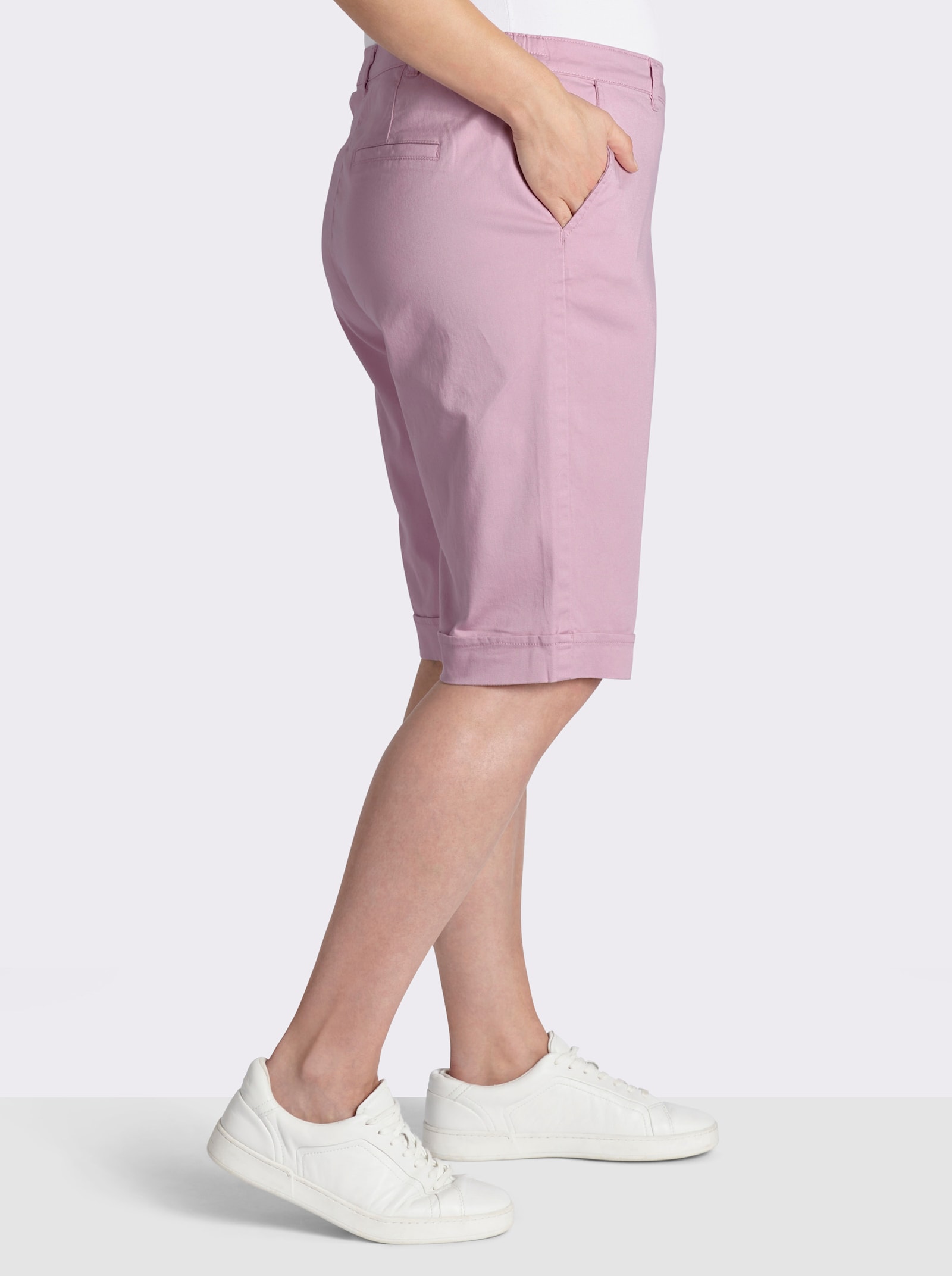 Jeansbermudas mit Dehnbund hinten - rosé