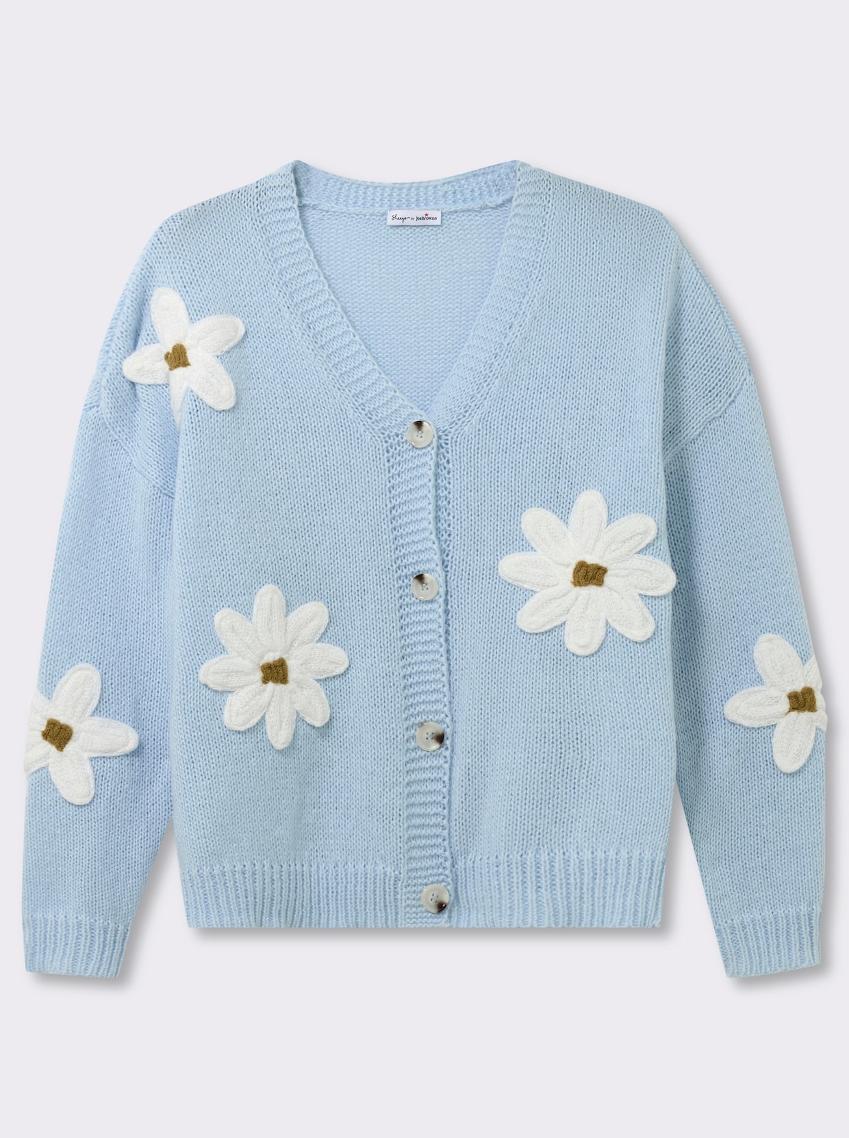 sheego by Joe Browns Strickjacke mit Blütenmuster - hellblau