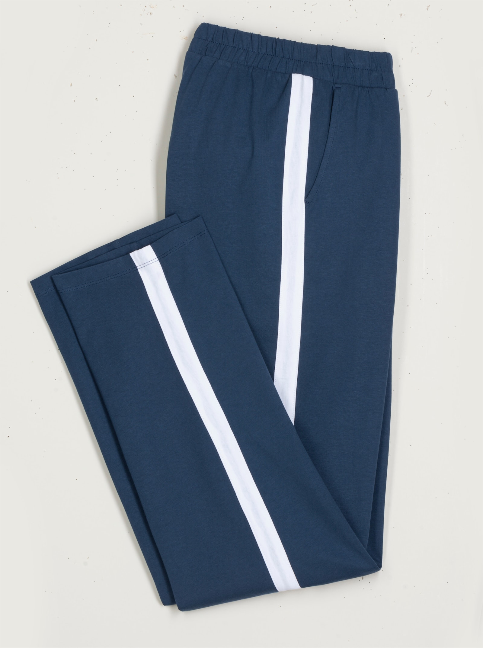 Vrijetijdsbroek met contraststreep - donkerblauw