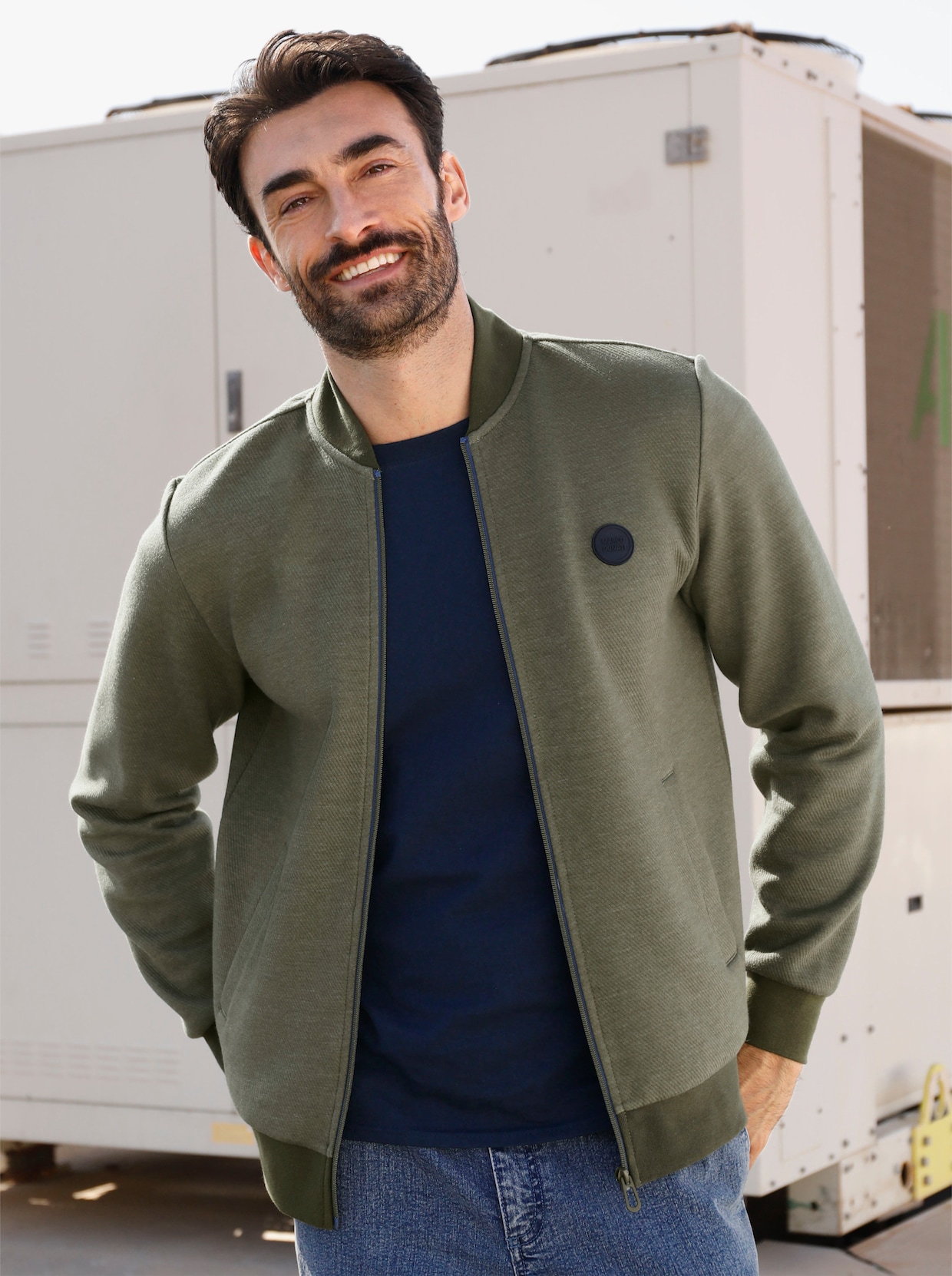 Marco Donati Sweatvest - kaki gemêleerd