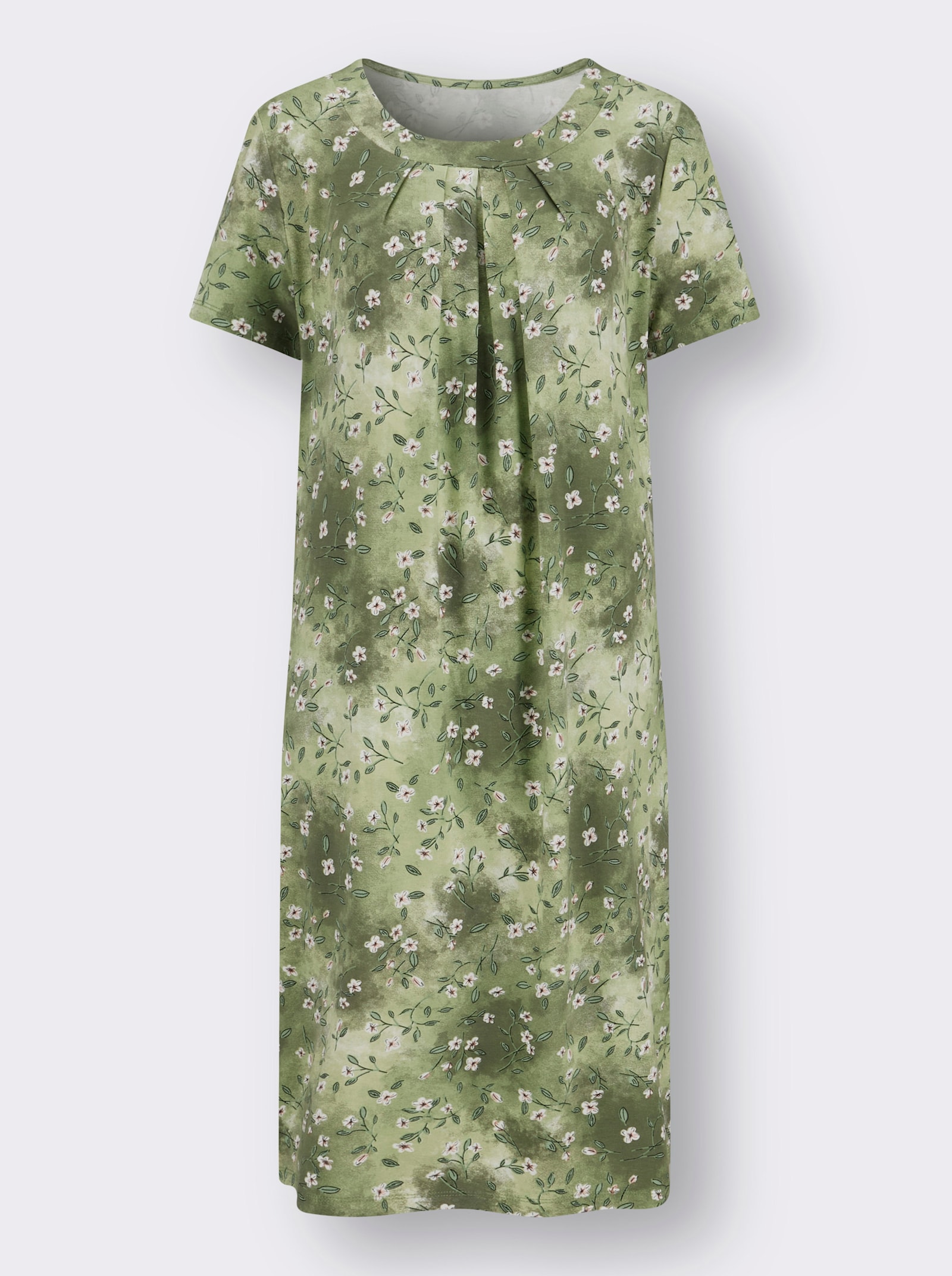 Jerseykleid mit Nahttaschen, bedruckt - khaki-bedruckt