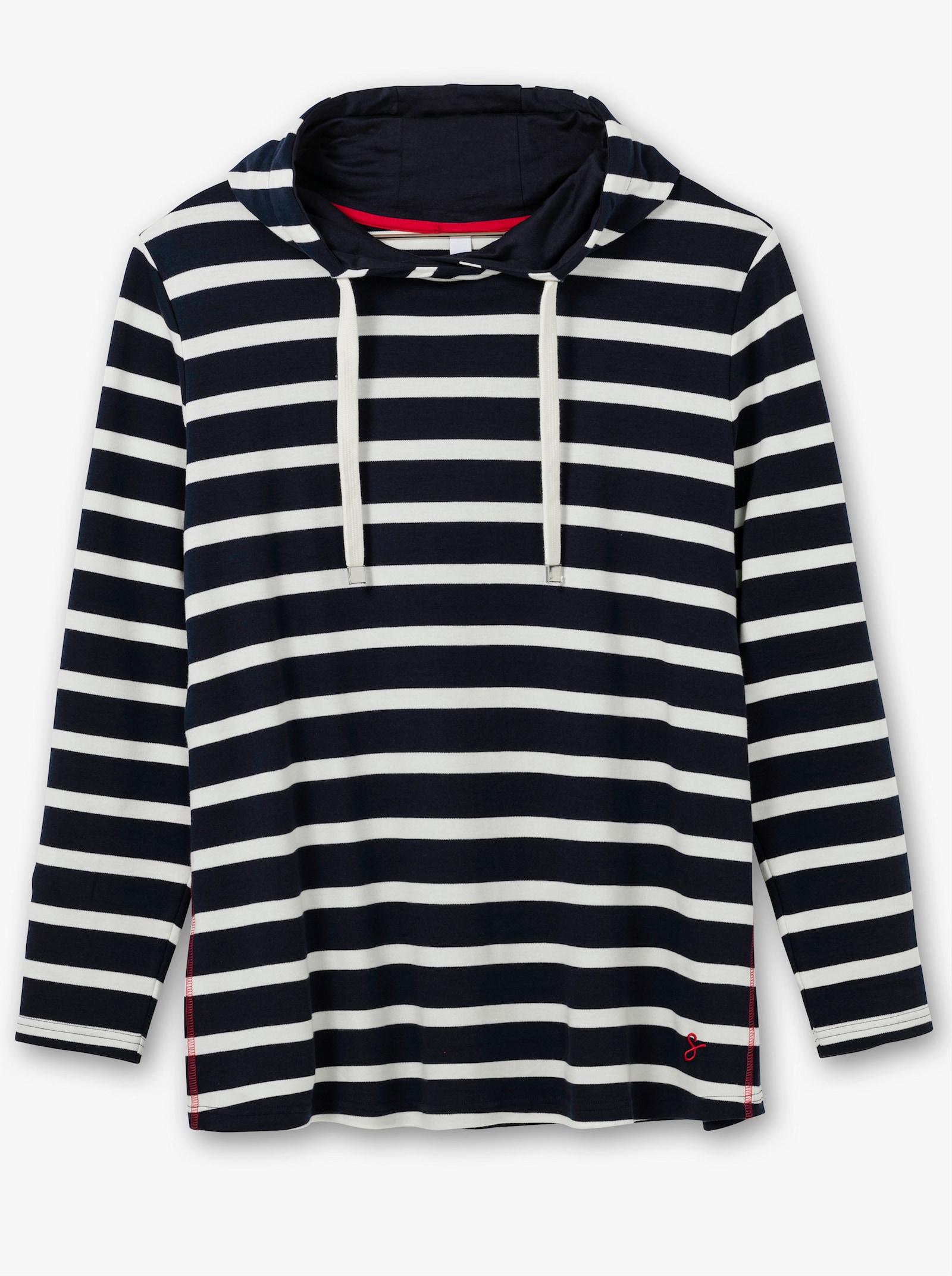 sheego Streepjesshirt met capuchon, lange mouwen - nachtblauw gestreept