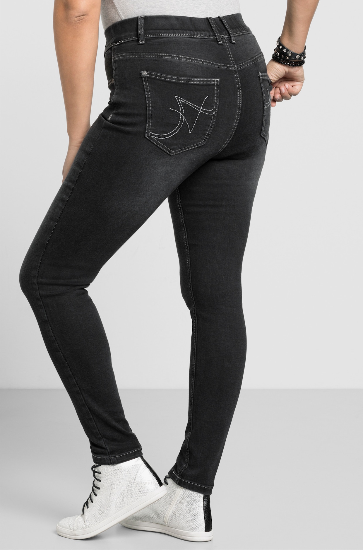 sheego Jeggings - black denim