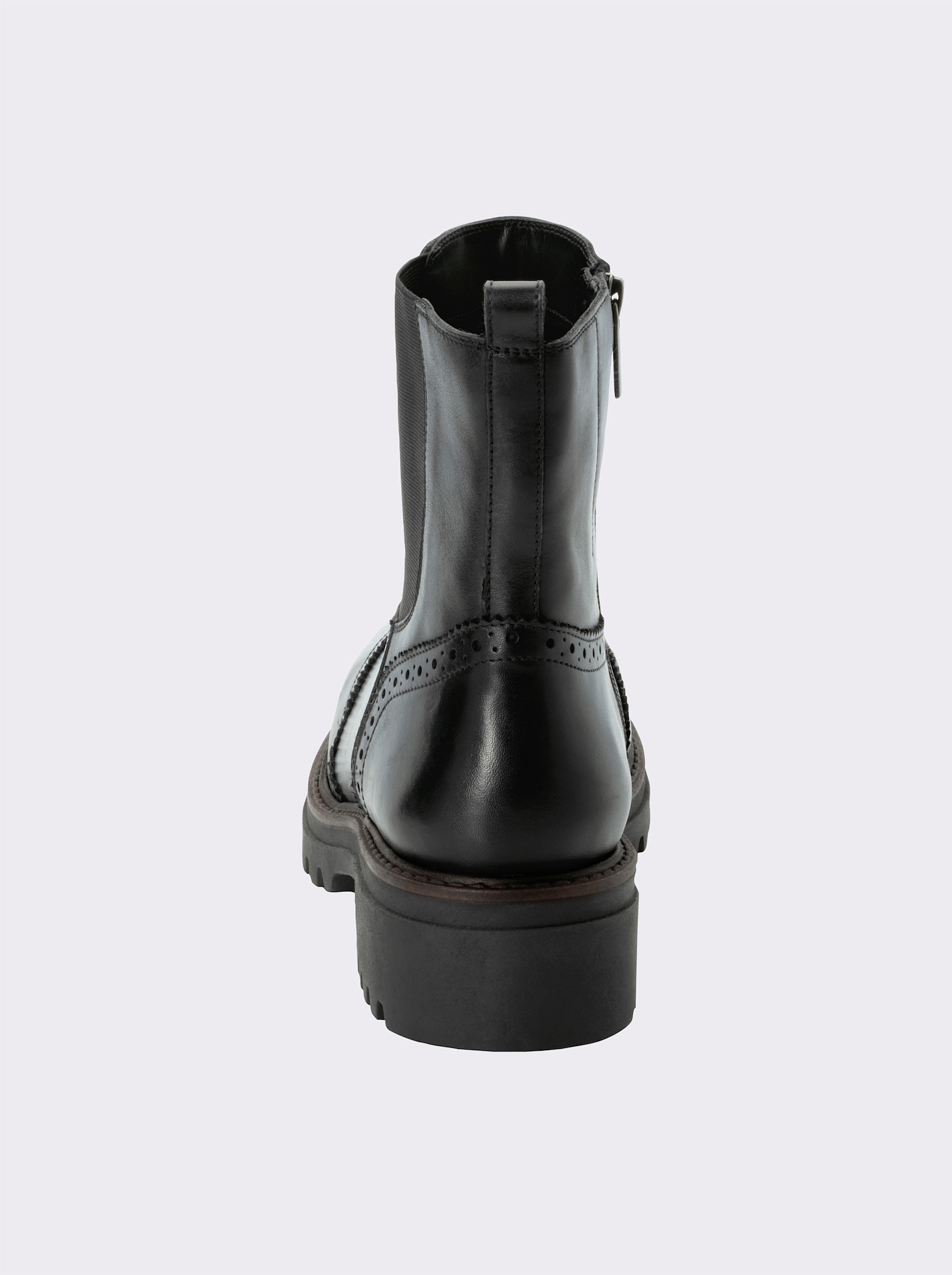 sheego Stiefelette mit Brogue-Lochmuster - schwarz