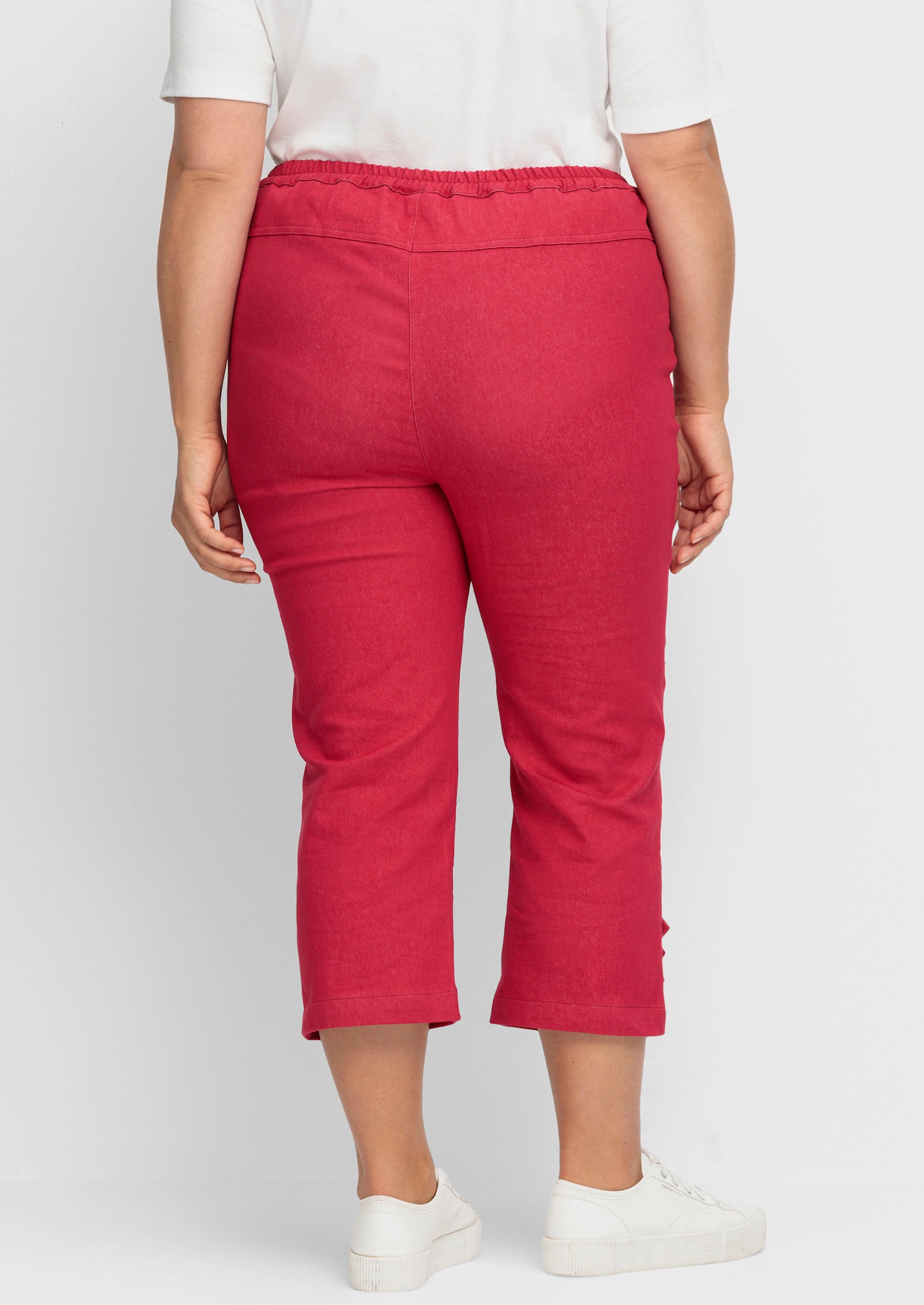7/8-Jeans mit Zierriegel am Abschluss - rot