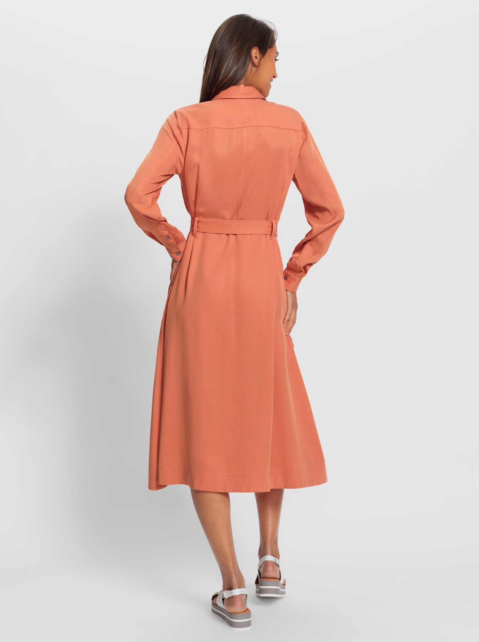 heine Webkleid mit ausgestelltem Rockteil - papaya