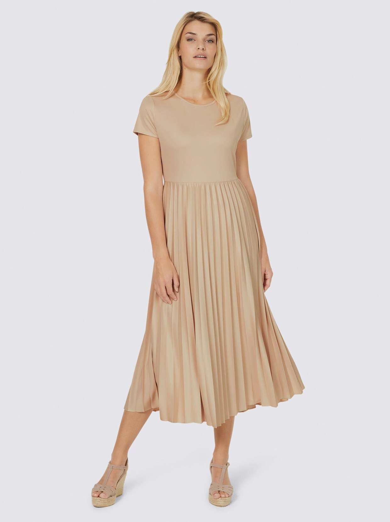 Linea Tesini Plisseekleid - sand