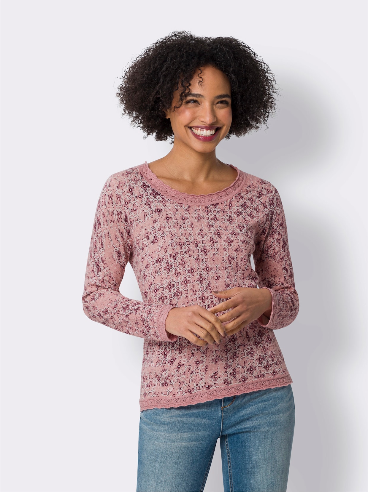 heine Pullover met lange mouwen - rozenkwarts/champagne bedrukt