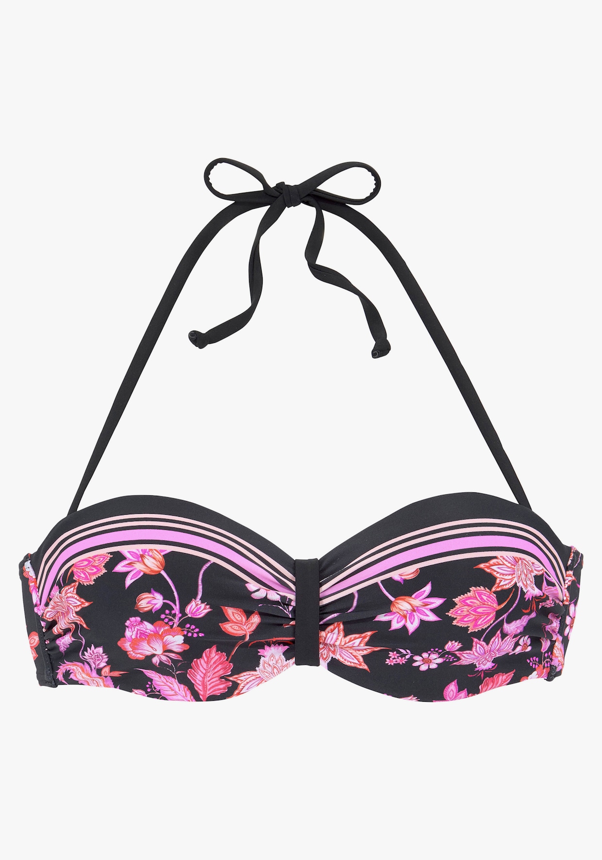 LASCANA Bügel-Bandeau-Bikini-Top - schwarz-pink