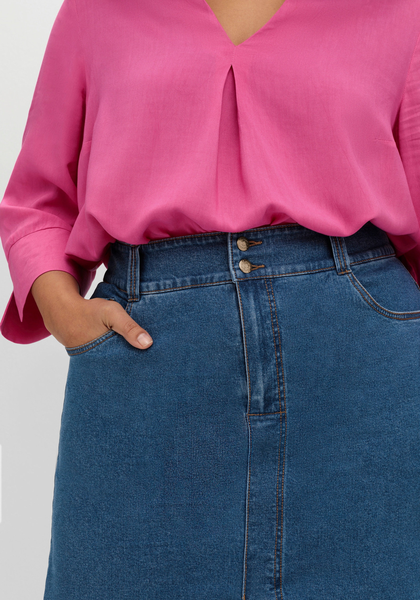 sheego Jeansrock mit High-Waist-Bund - blue denim