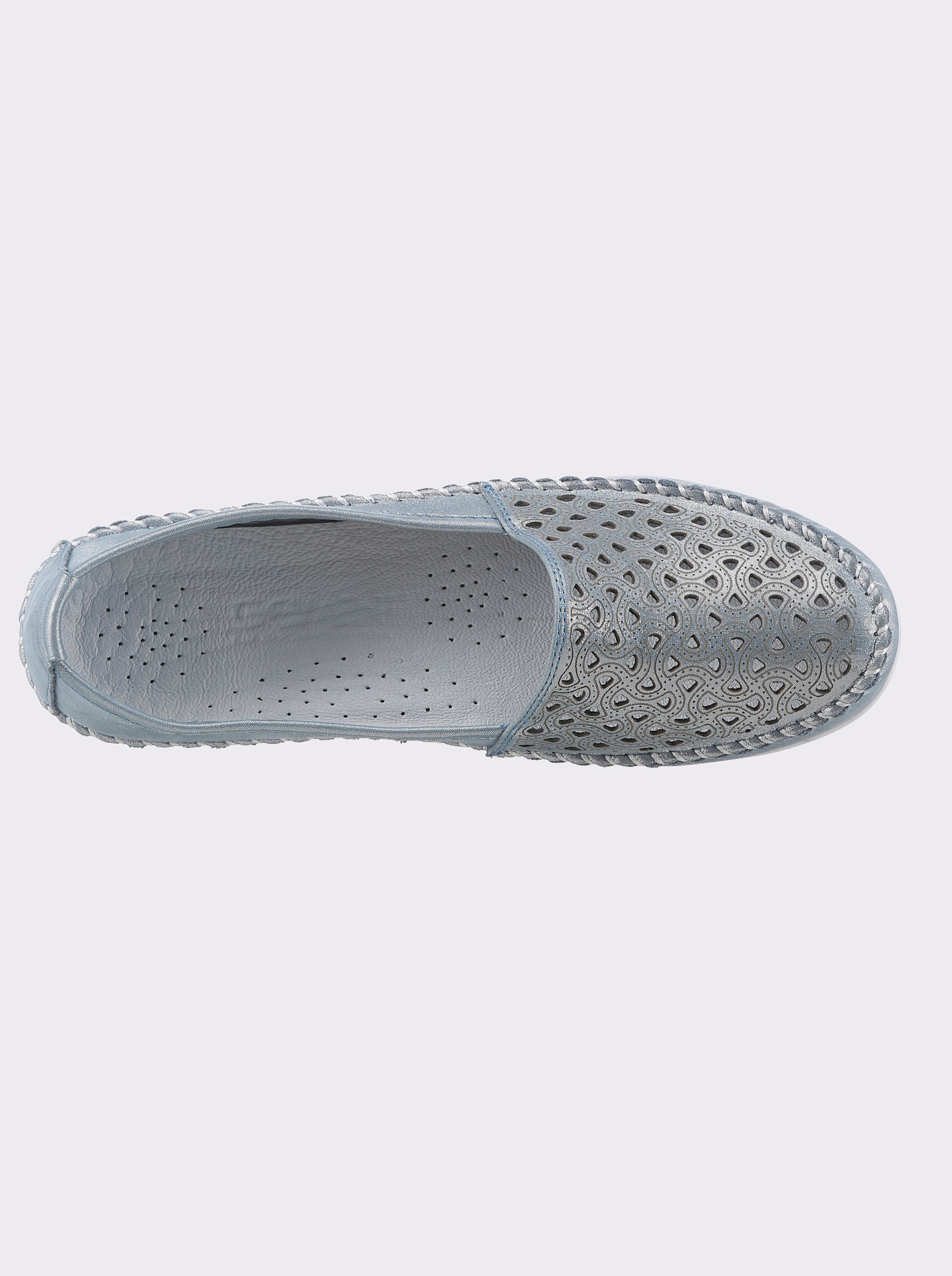 Gemini Slipper mit Leder-Wechselfußbett - eisblau-meliert