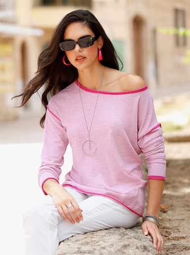 heine Pullover mit Kontrast-Details - rosé-meliert