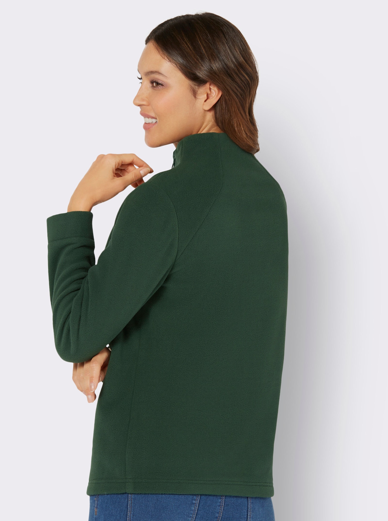 Fleeceshirt mit Kelchkragen - moos