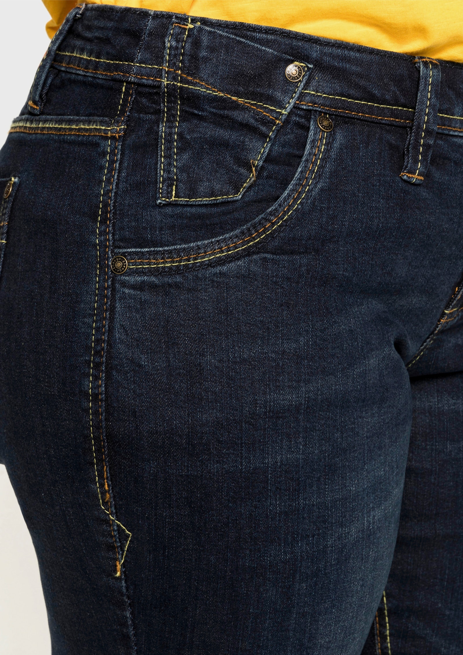 sheego Gerade Jeans mit Used-Effekten - dark blue denim