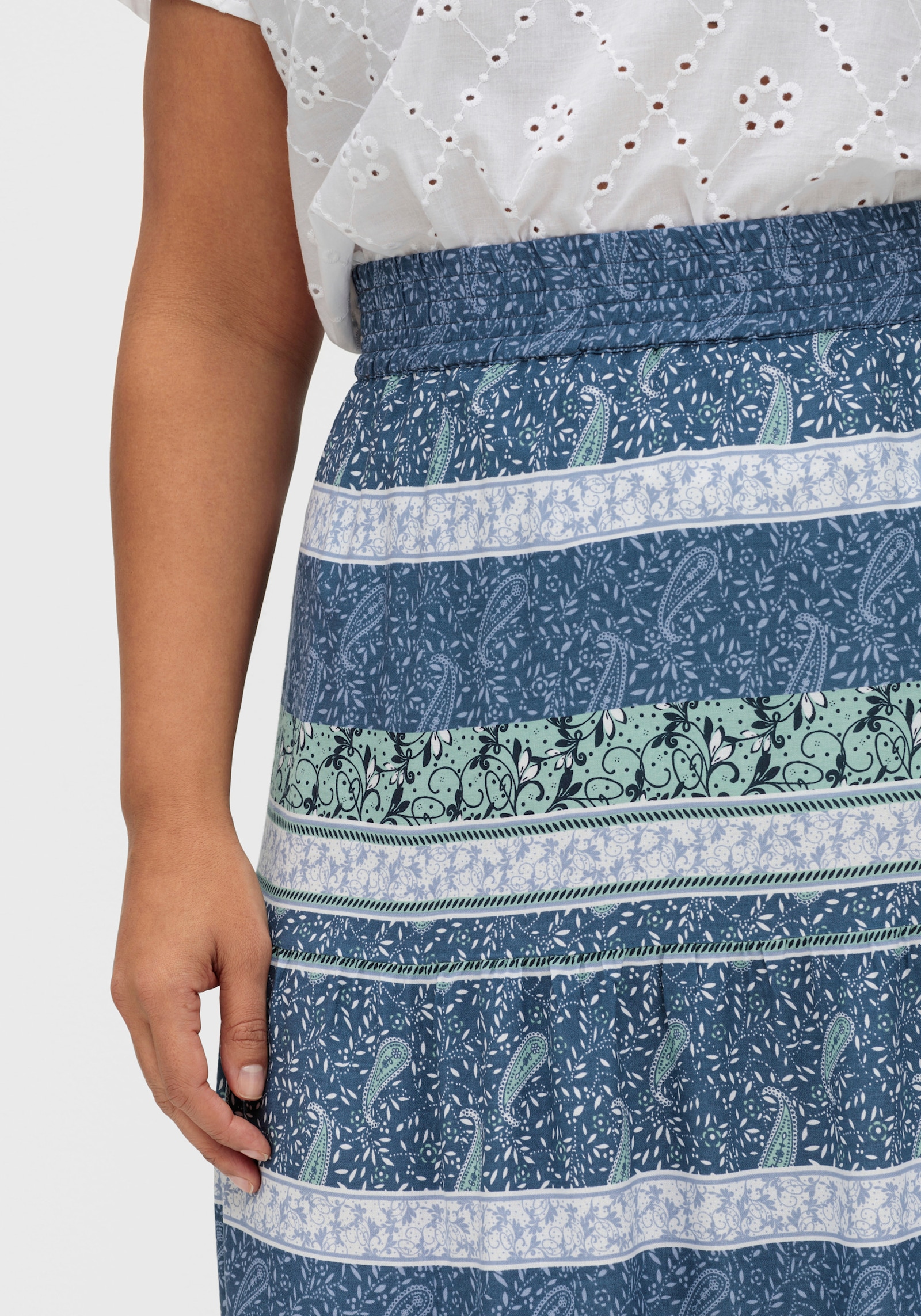 Schlupfrock im Paisley-Muster - rauchblau-kalkmint-bedruckt