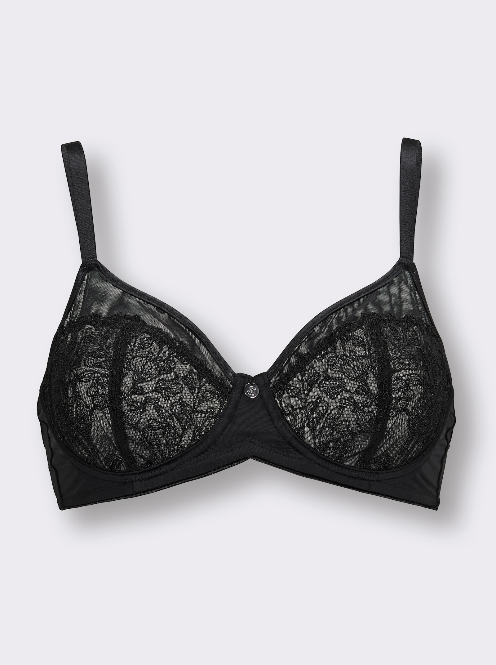 wäschepur Bügel-BH mit floraler Spitze - schwarz