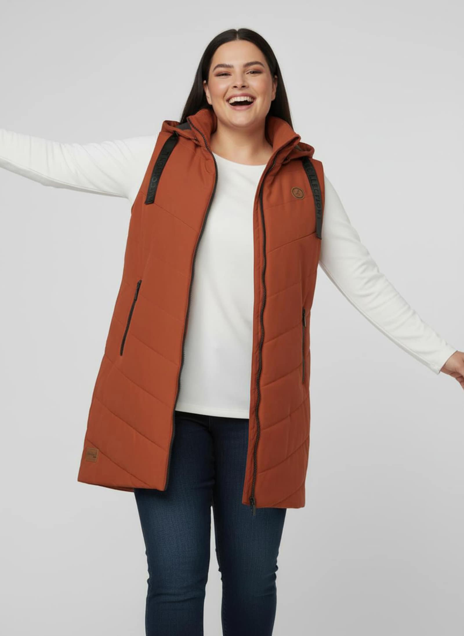 Longweste mit V-Steppung - rostrot