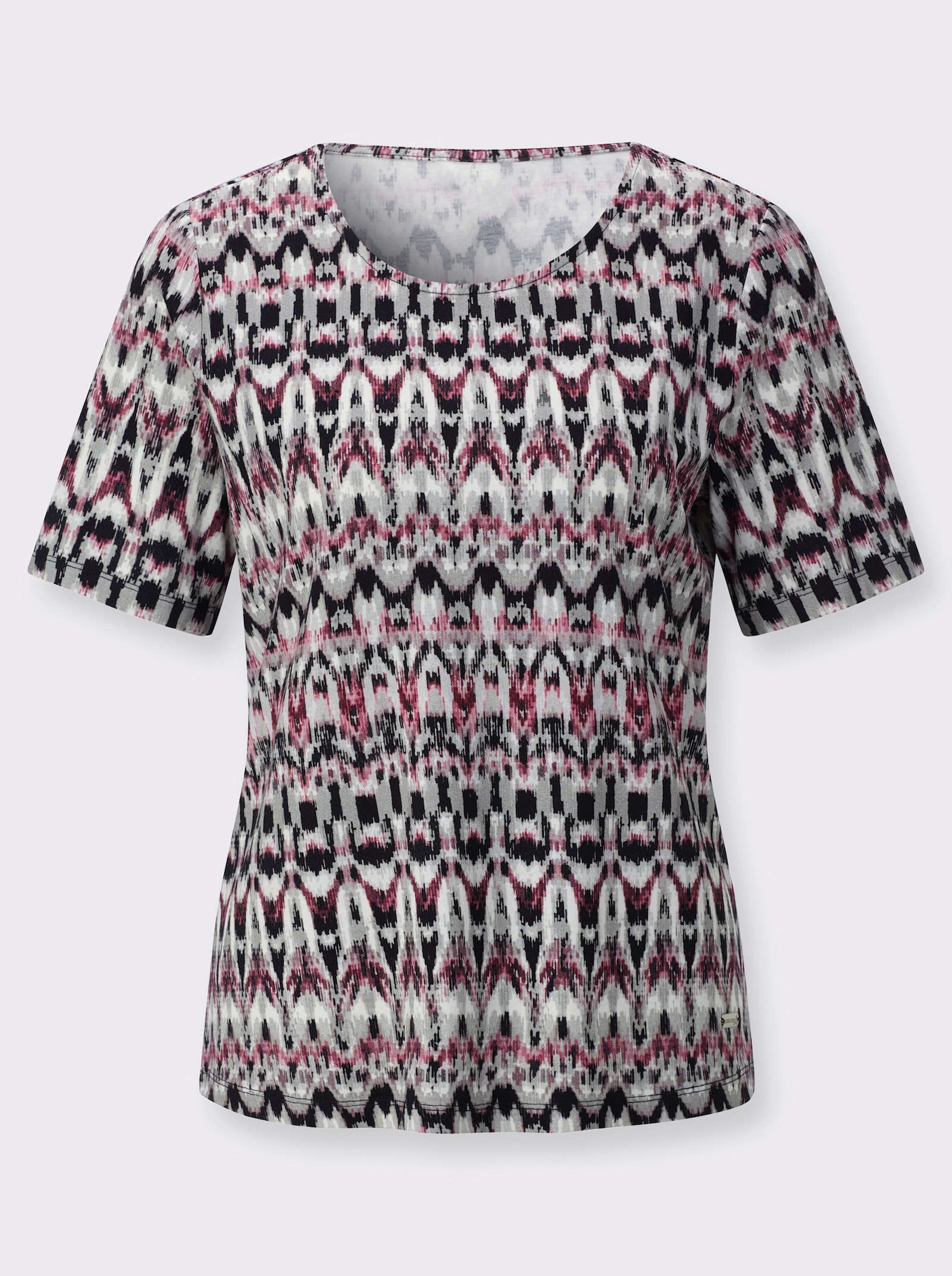 Kurzarmshirt im Viskose-Elasthan-Mix - rosé-erika-bedruckt