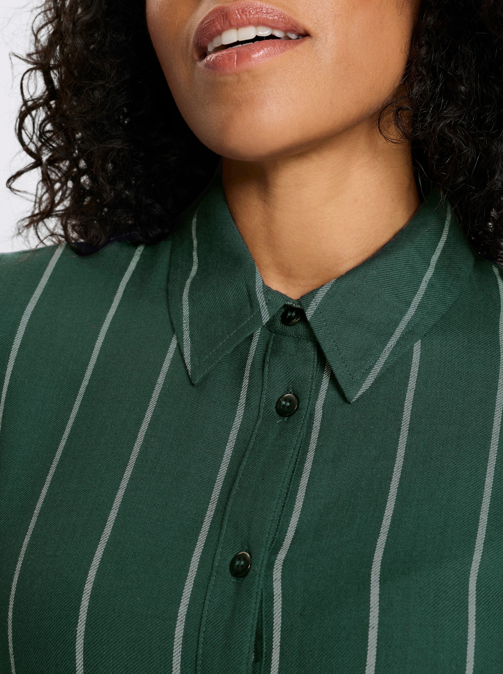 Longbluse im Streifen-Dessin - moos-ecru-gestreift