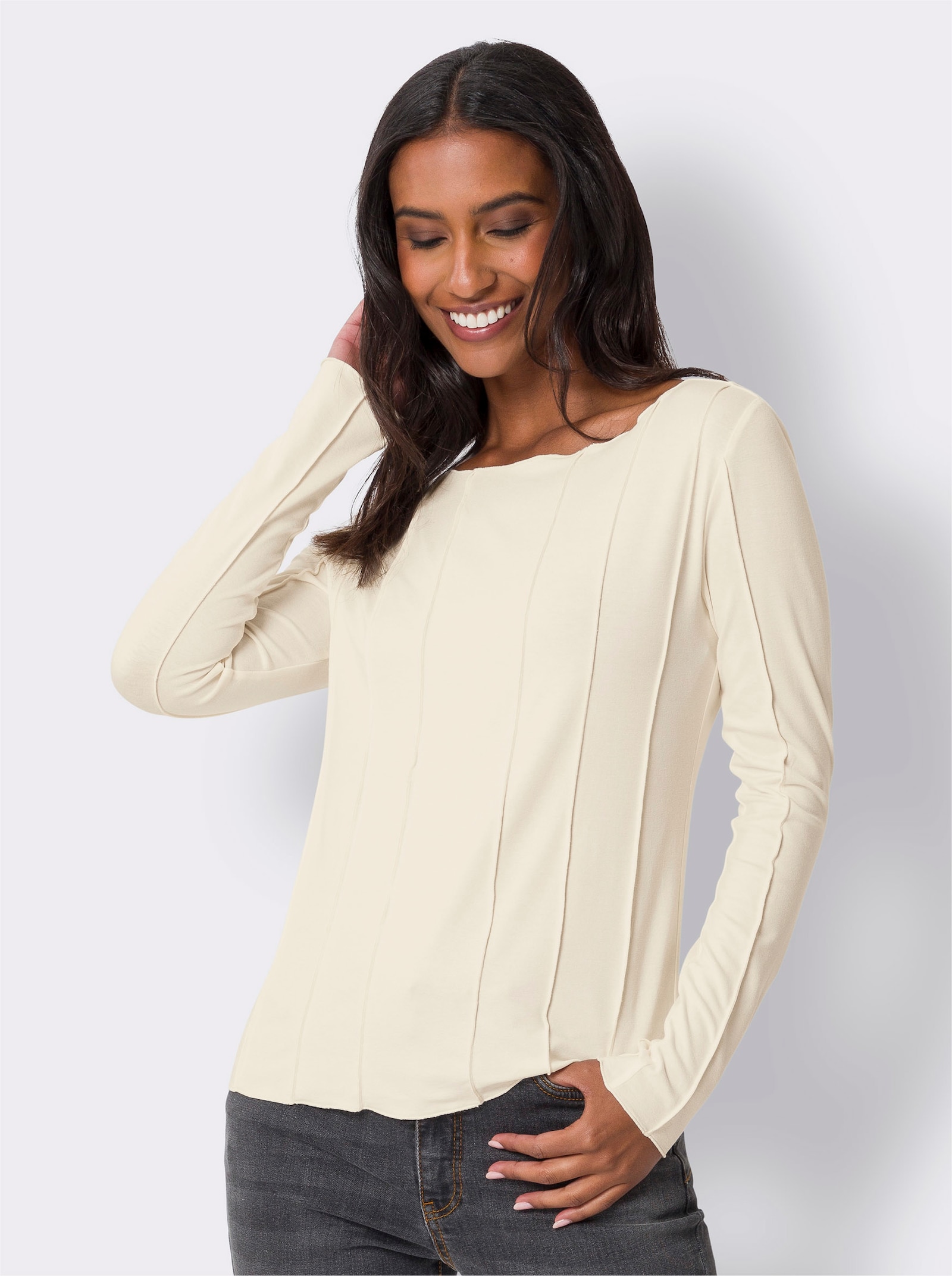 heine Langarmshirt mit Teilungsnähten - champagner