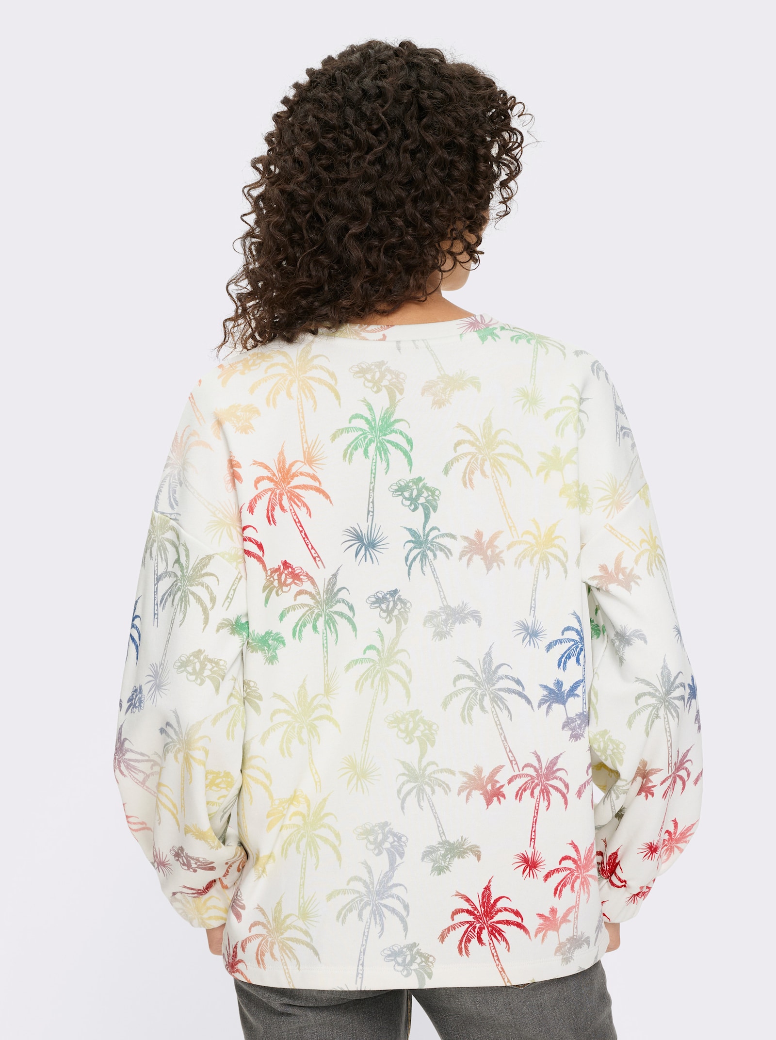 heine Sweatshirt mit Palmen-Print - weiß-jeansblau-bedruckt