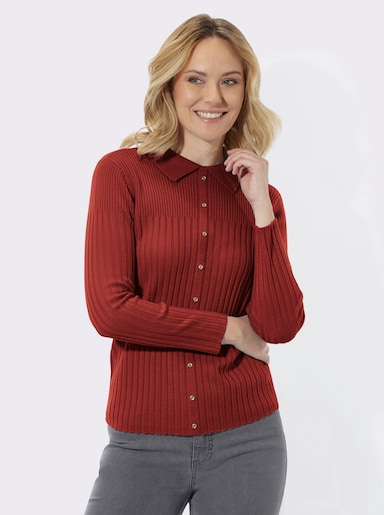 Polopullover mit geripptem Kragen - kirsche