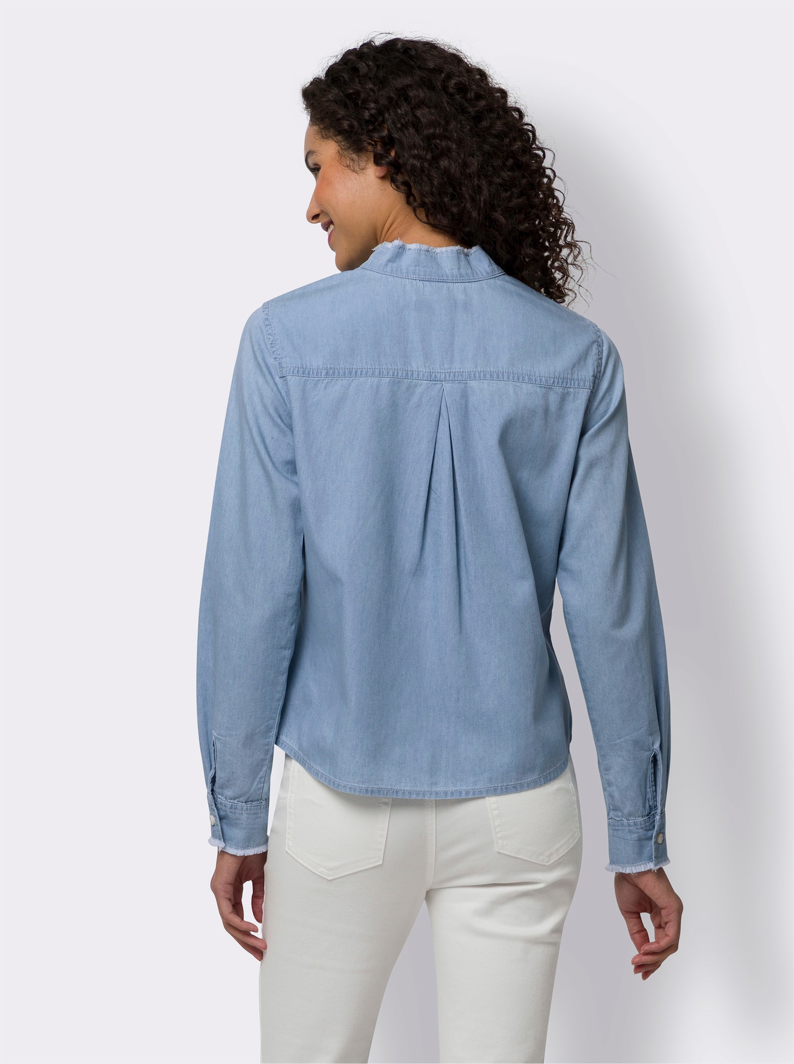 heine Baumwollbluse mit Stehkragen - blue-bleached