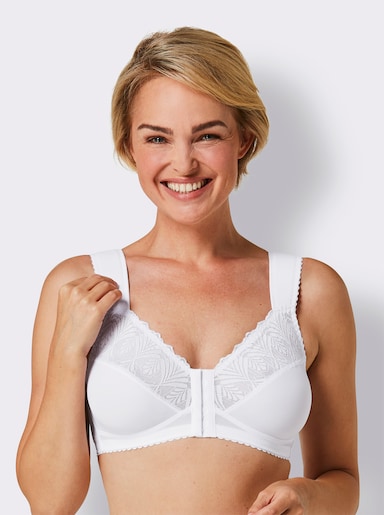 wäschepur Vorderverschluss-BH ohne Bügel mit wattierten Trägern - weiß