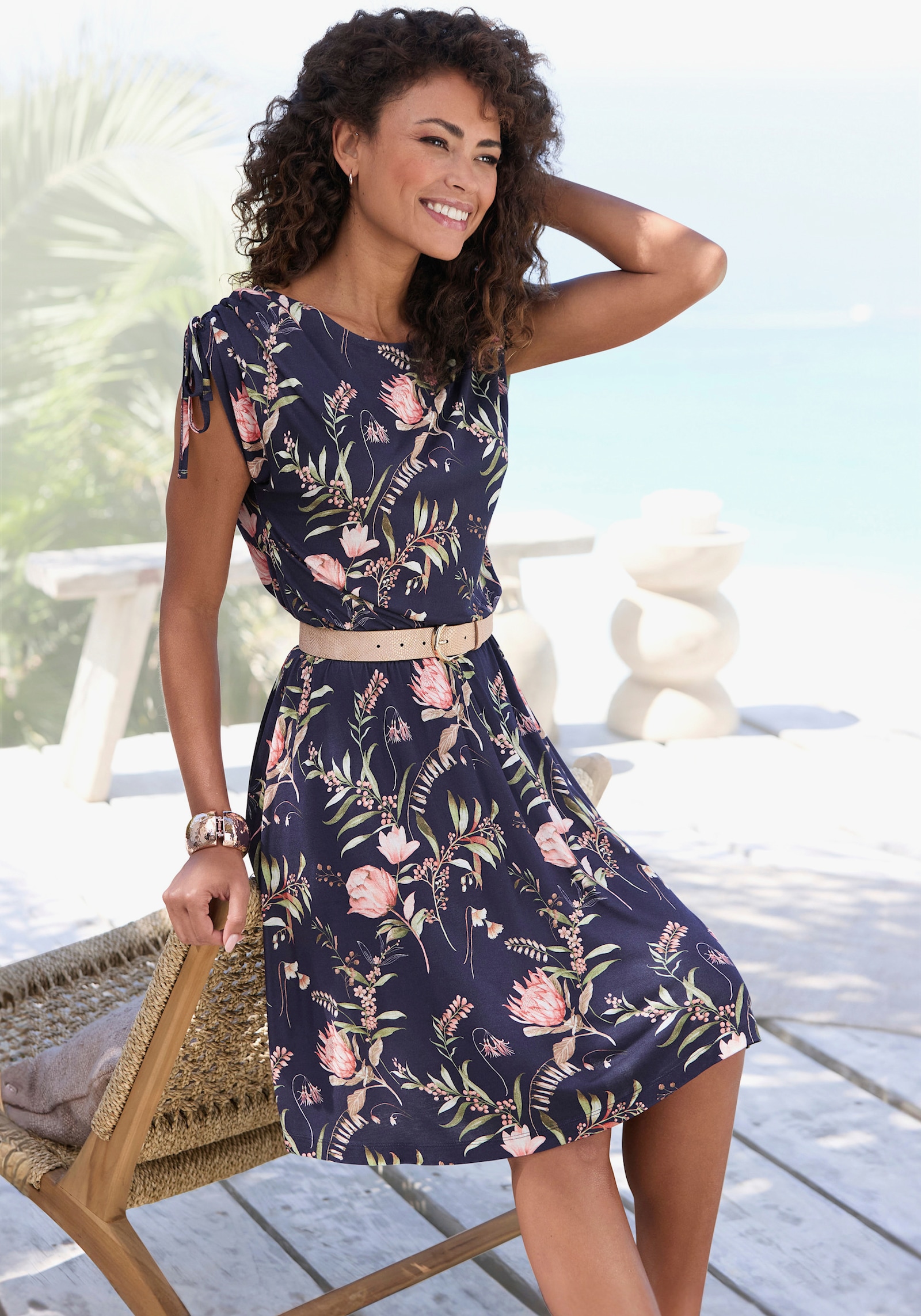 Vivance Jerseykleid - rosa bedruckt