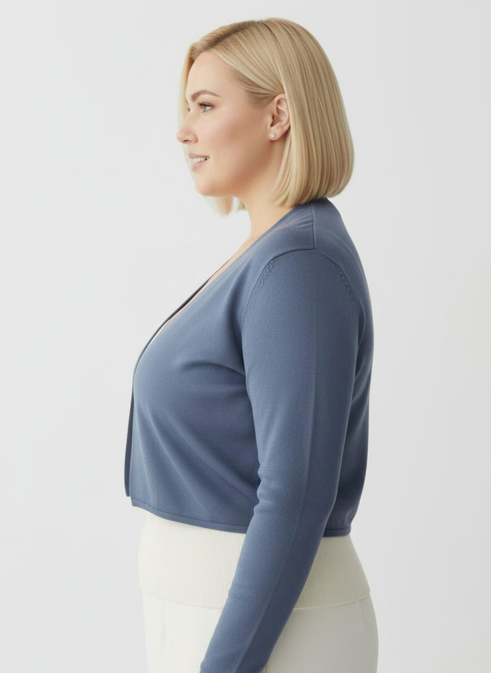 Bolero Feinstrick-Qualität, verschlusslos - rauchblau