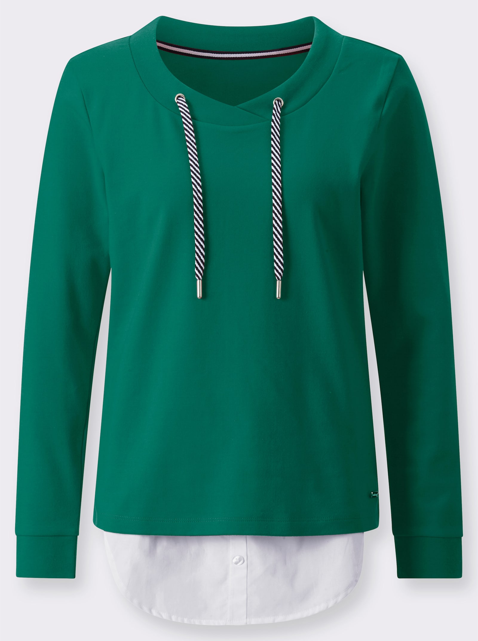 2-in-1-shirt met blousezoom - groen