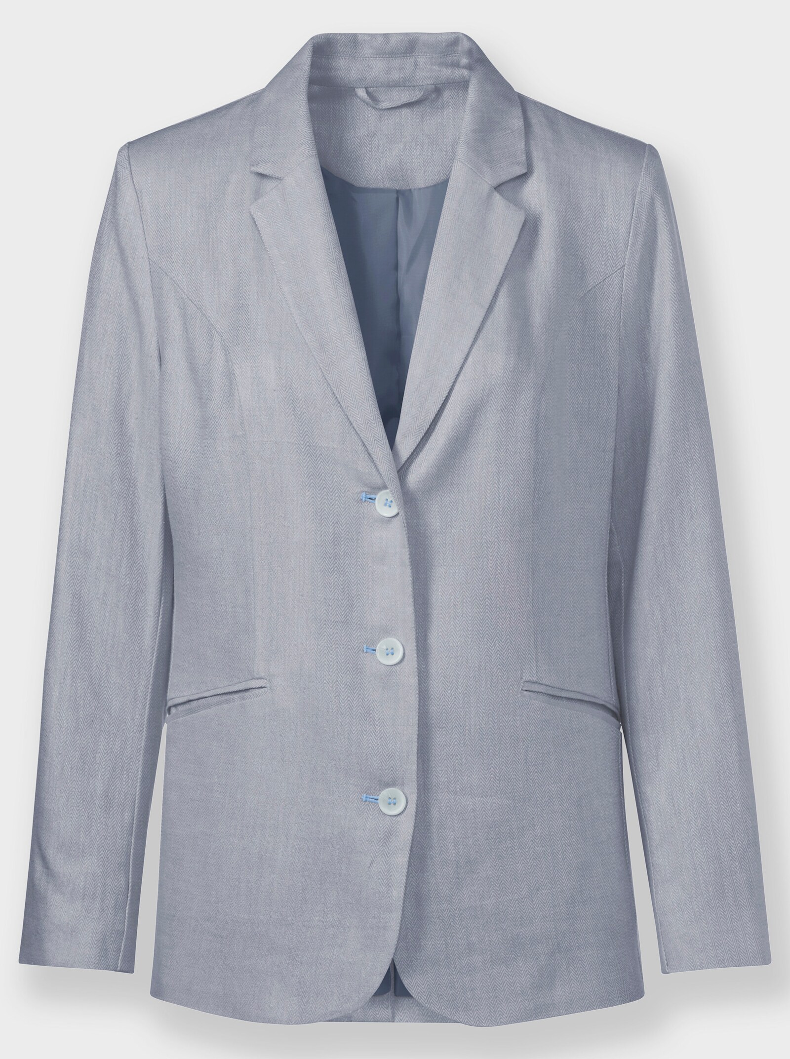 Blazer met dubbele knoopsluiting - duifblauw/wit gedessineerd