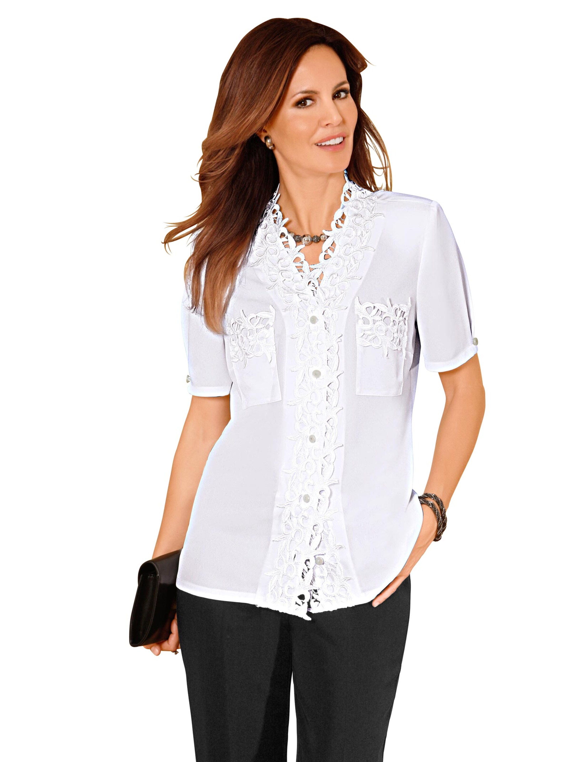 Spitzenbluse - weiß