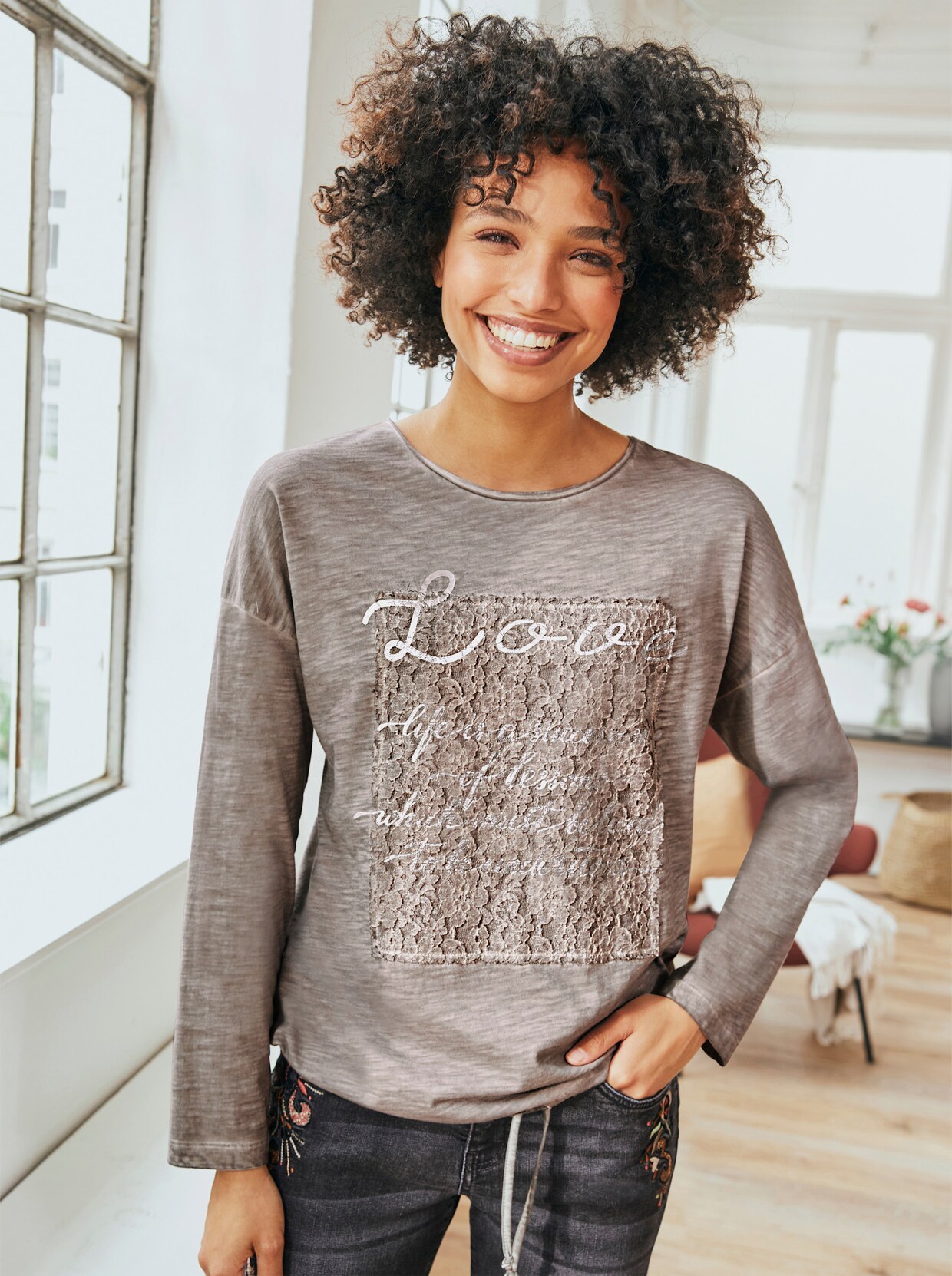 heine Shirt - hellgrau-meliert