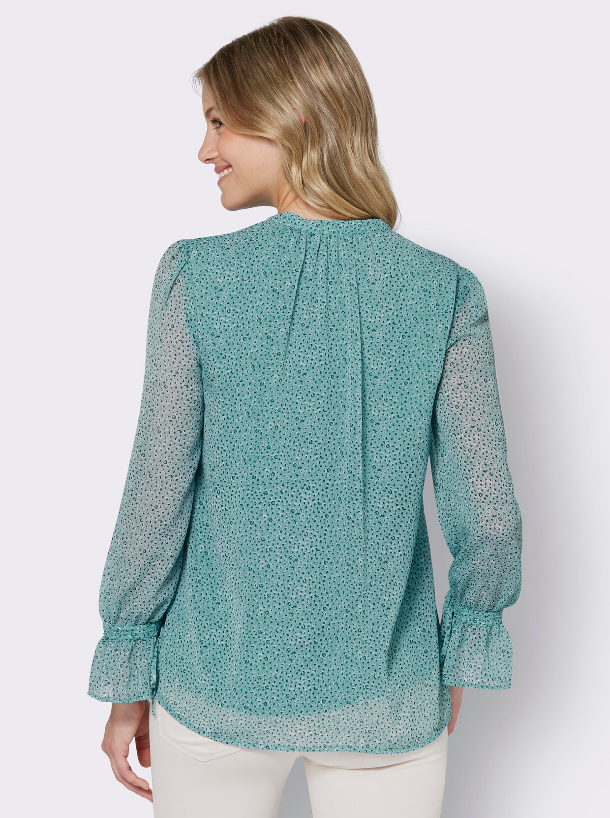 Chiffonbluse - kalkmint-salbei-bedruckt