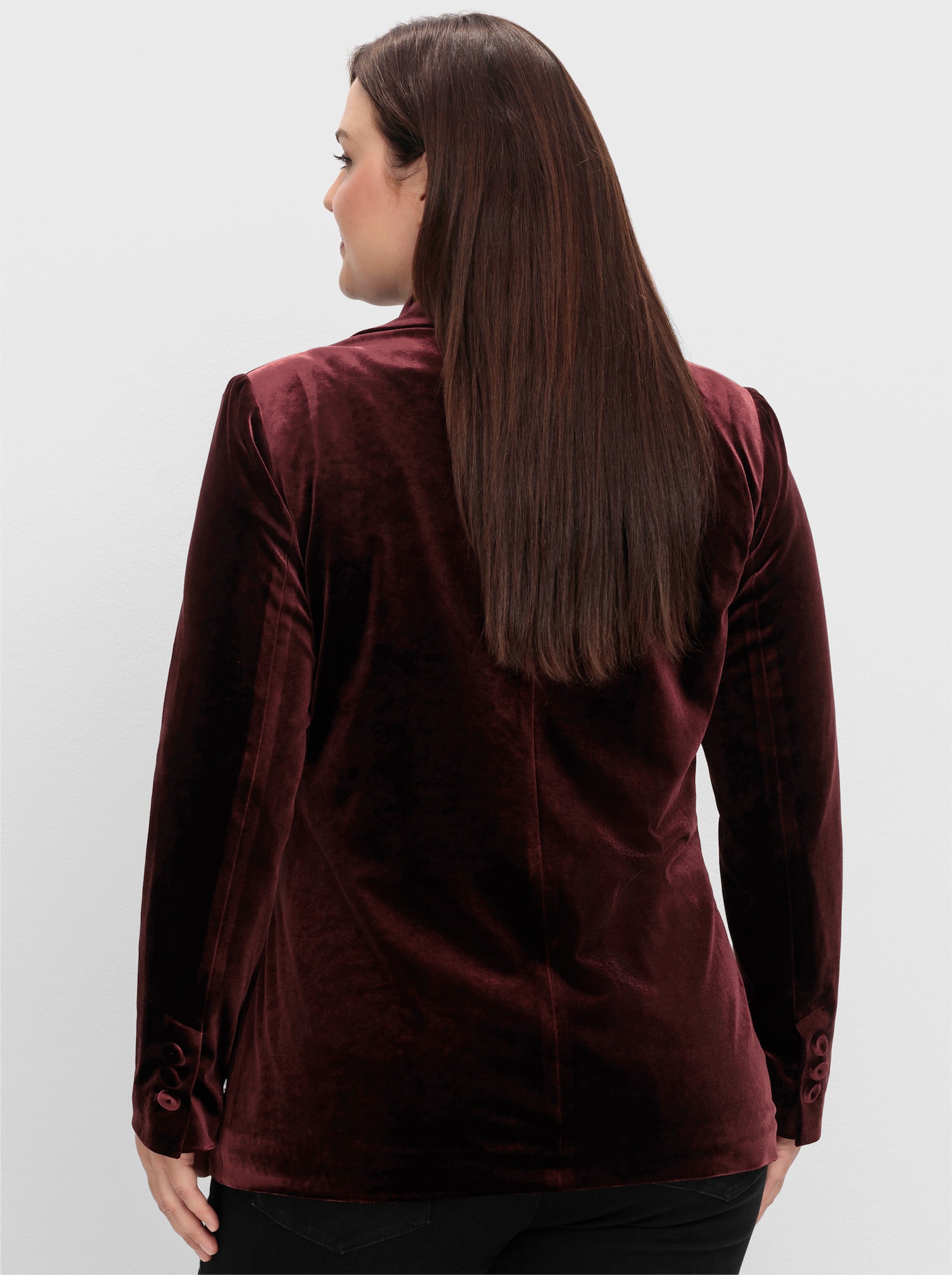 sheego Blazer en velours extensible, doublé - bordeaux